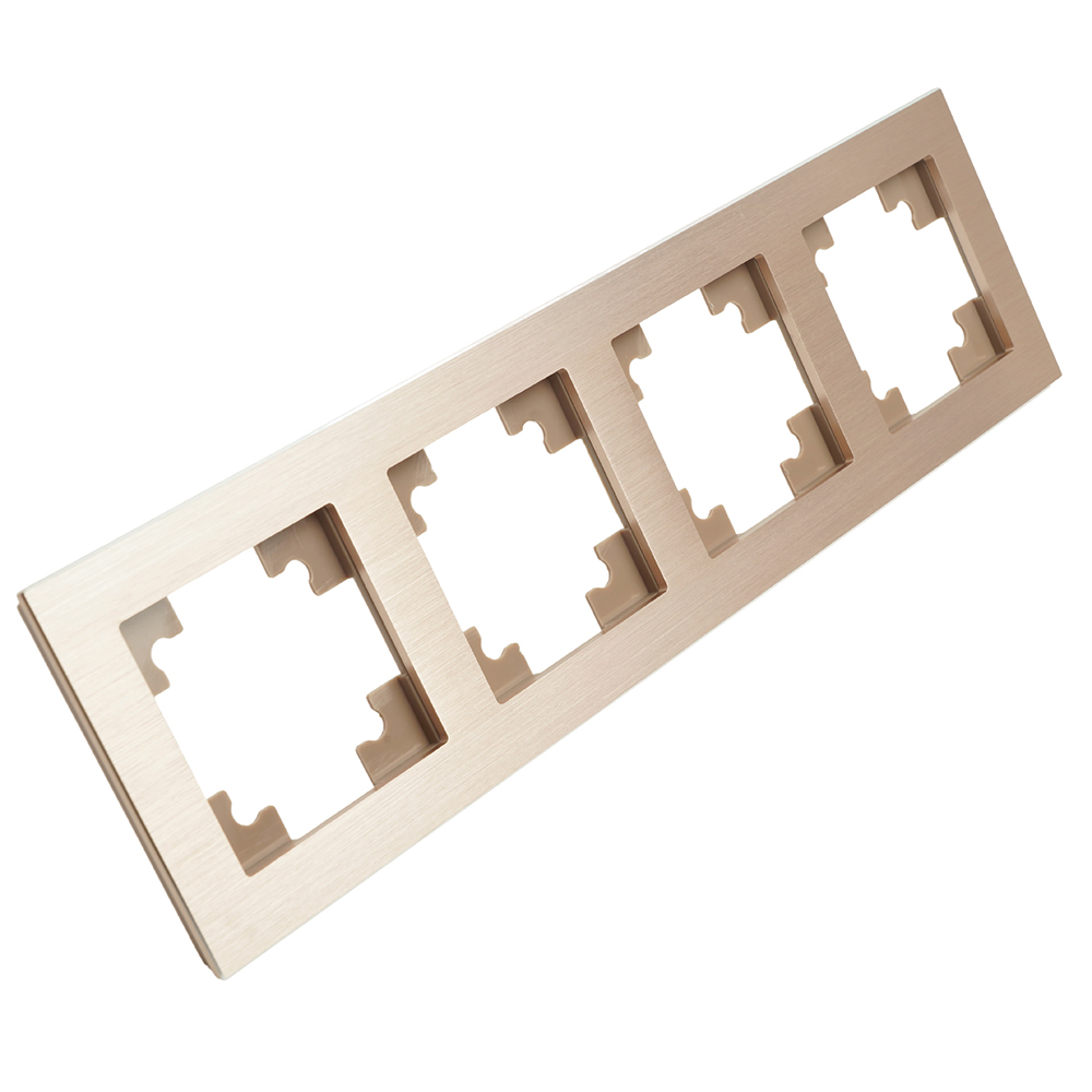 Рамка 4-местная, металл, STEKKER, MFR00-7004-02, серия Катрин, шампань