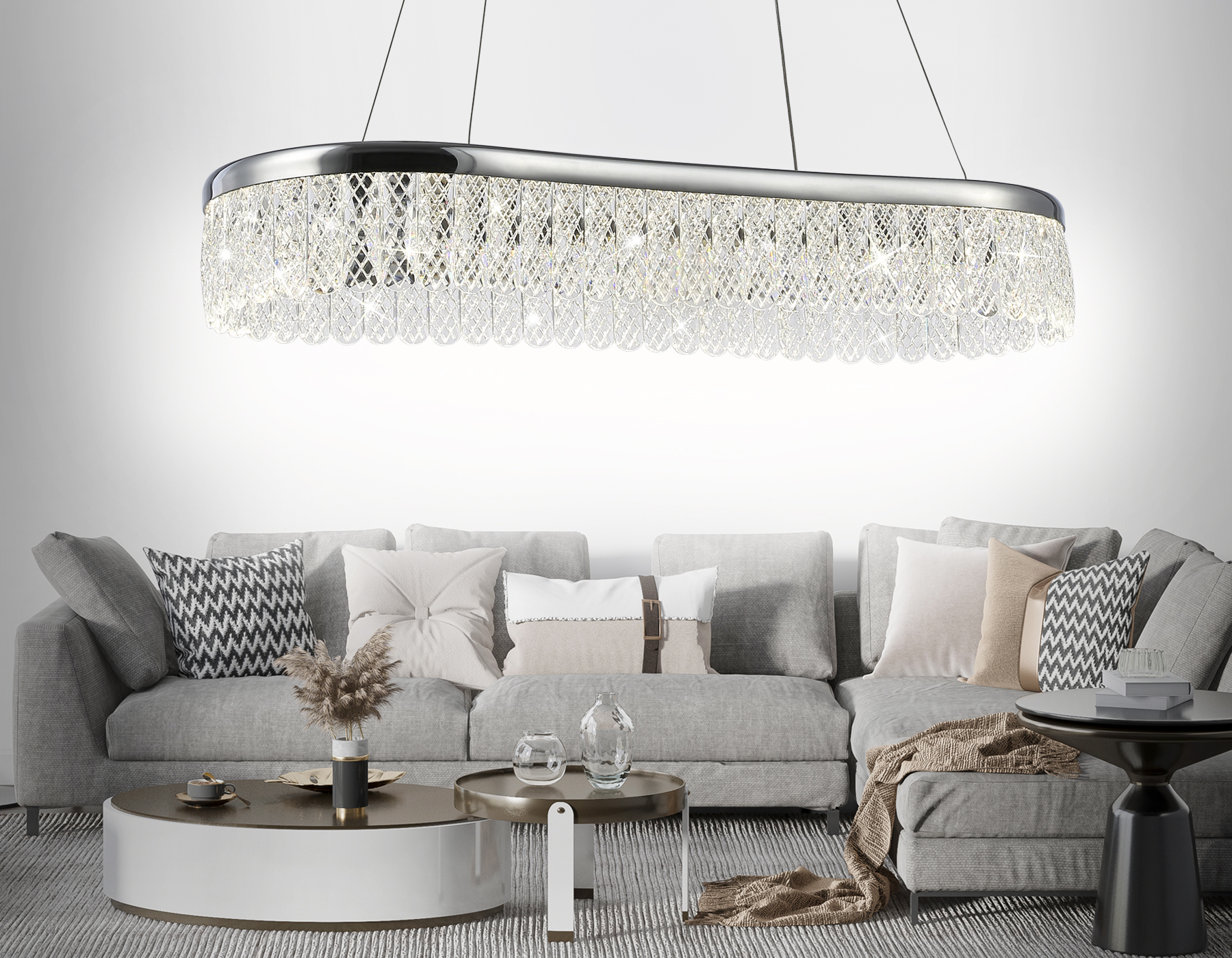 Подвесной LED светильник TR49733 CH хром 38W 3000K/4200K/6400K 800*300*980 (Без ПДУ)