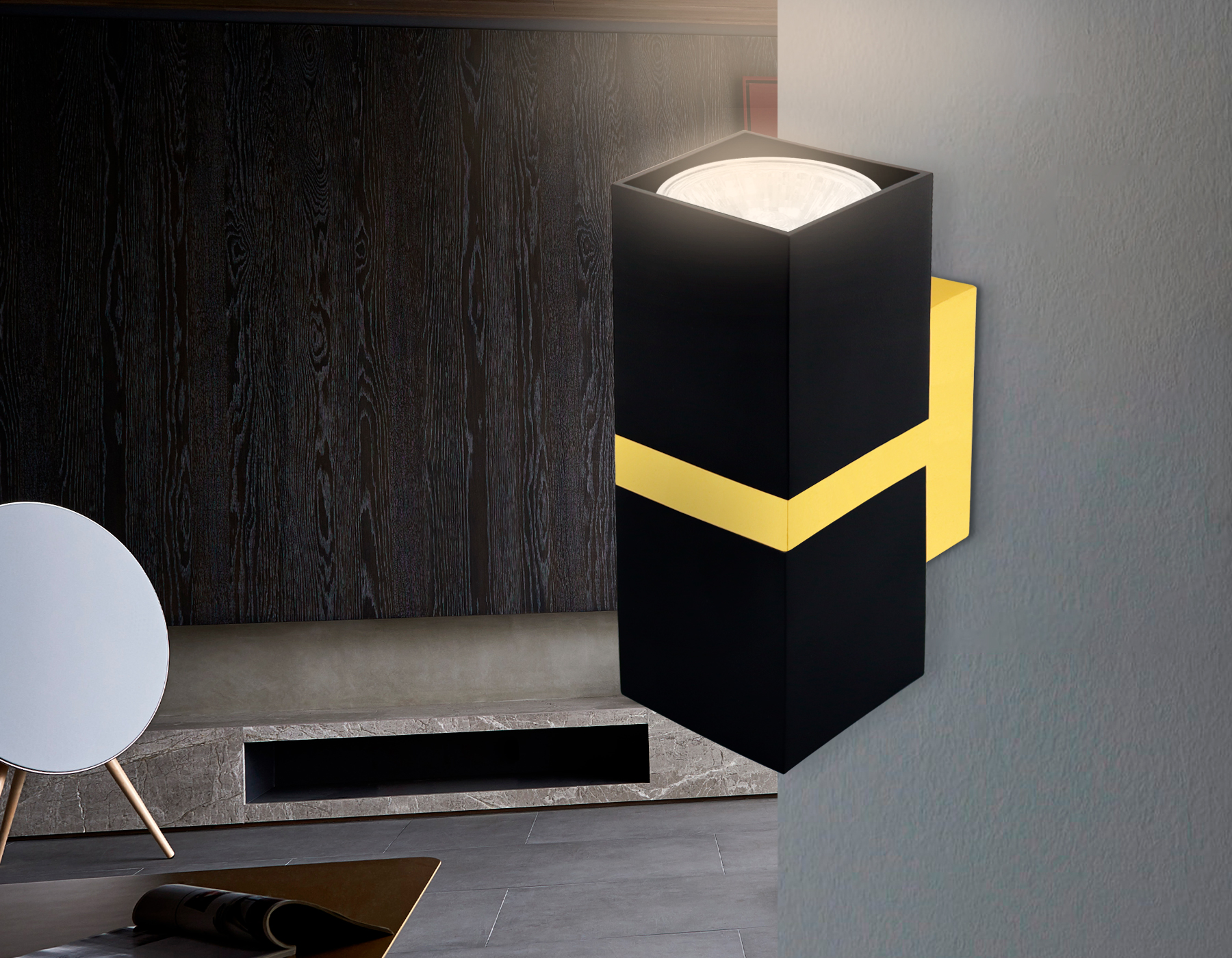 Настенный светильник FW246/2 BK/GD черный/золото GU10*2 max 12W 155*61*80