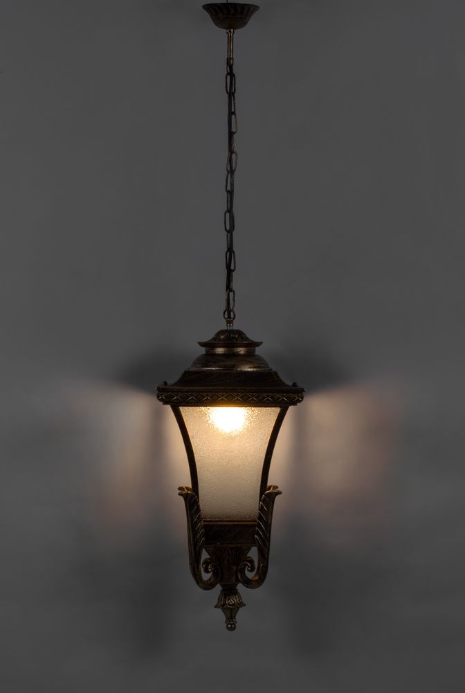 Светильник садово-парковый Feron PL4024 четырехгранный на цепочке 60W E27 230V, черное золото