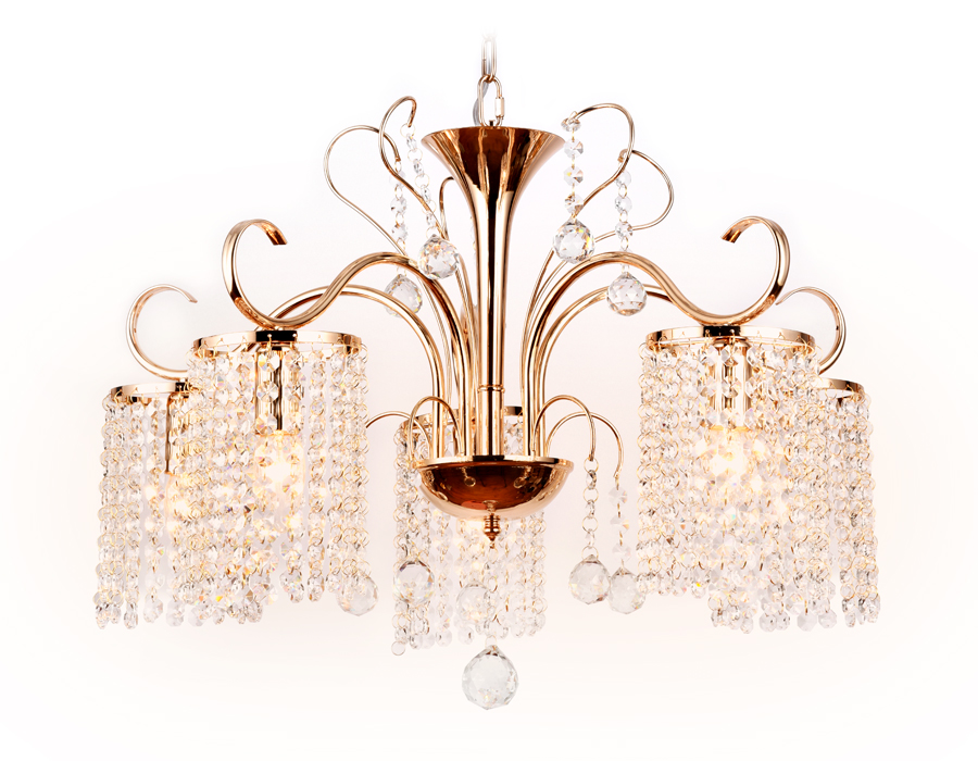 Подвесная люстра с хрусталем Ambrella TR4507/5 GD/CL золото/прозрачный E14/5 max 40W D610*720