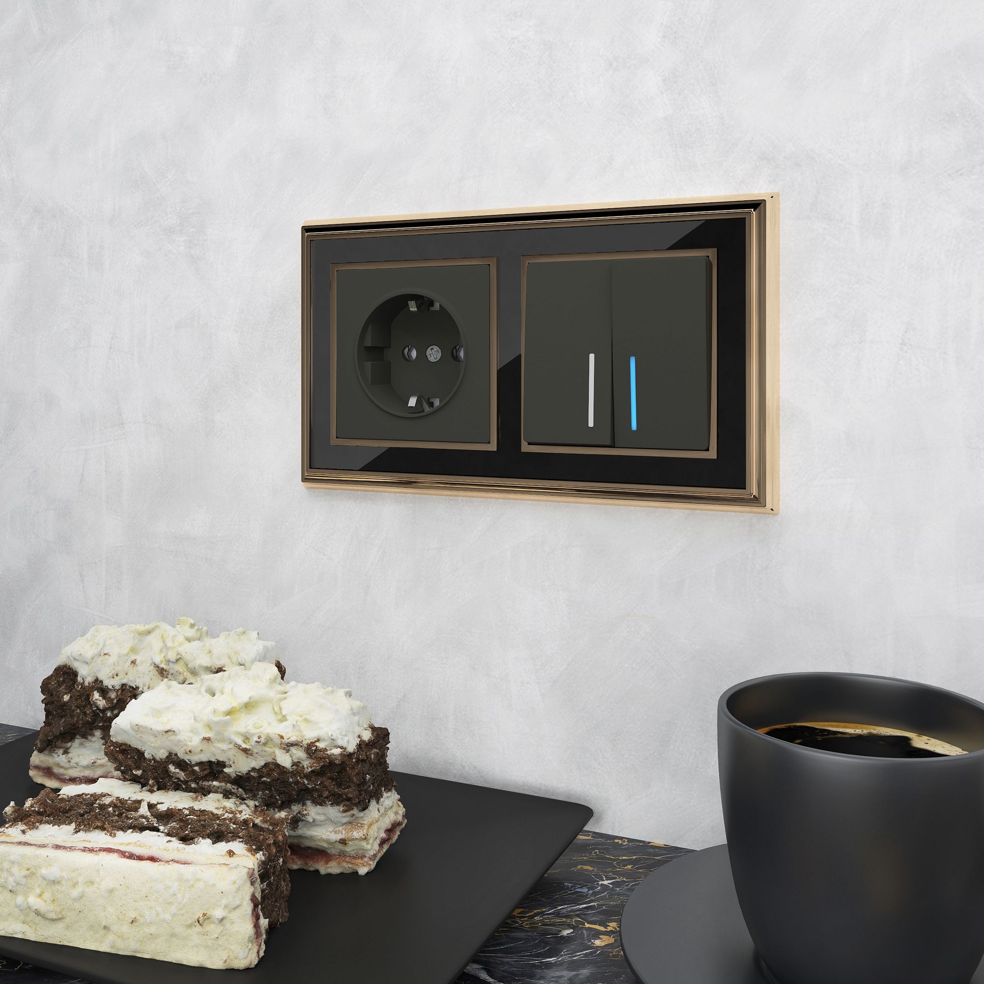 Рамка на 2 поста Werkel Palacio (золото/черный) WL17-Frame-02