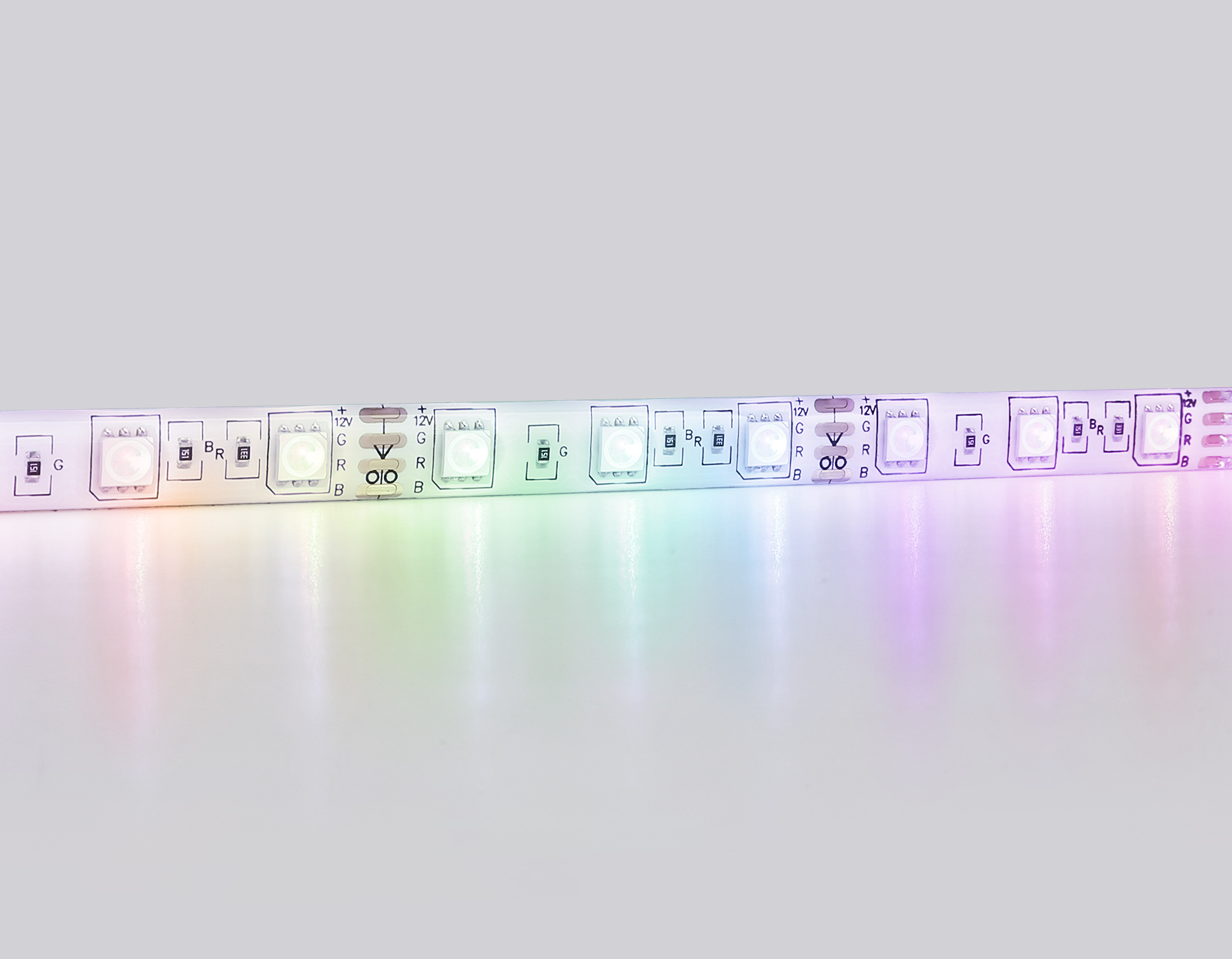 GS2502 5050 60Led/ 14.4W m/ 12V IP65 RGB/ 5000*10*2.87mm (4 конт.) комплект