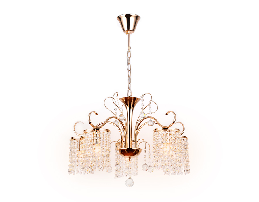 Подвесная люстра с хрусталем Ambrella TR4507/5 GD/CL золото/прозрачный E14/5 max 40W D610*720