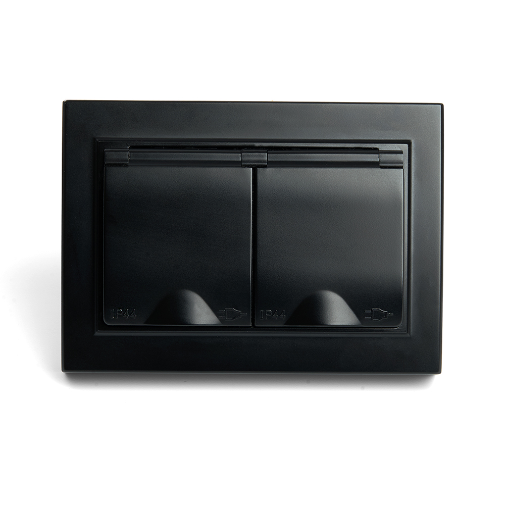 Розетка 2-местная с/з, STEKKER, PST16-9014-02, 250В, 16А с защитной шторкой, серия Эрна, слоновая кость