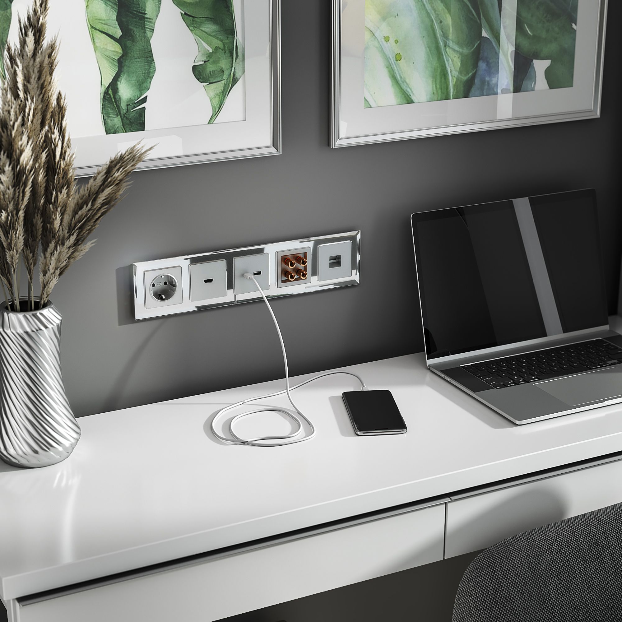 Акустическая розетка WERKEL (серебряный) WL06-AUDIOx4 / W1185006 / a030816