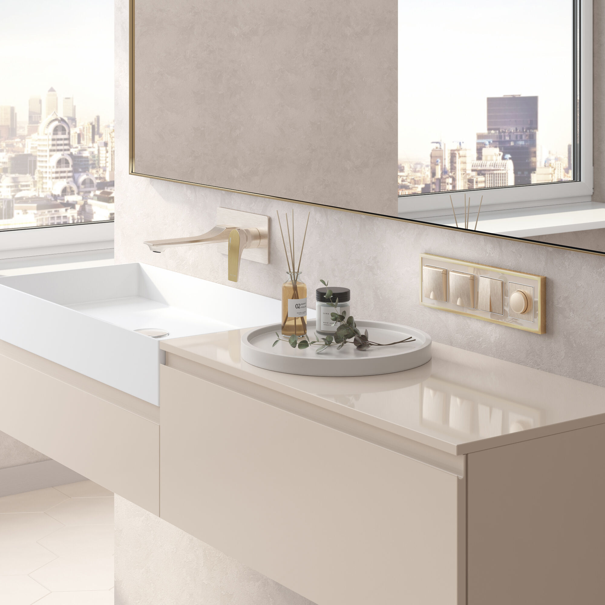 Рамка на 4 поста Werkel Baguette (айвори/латунь) W0042851