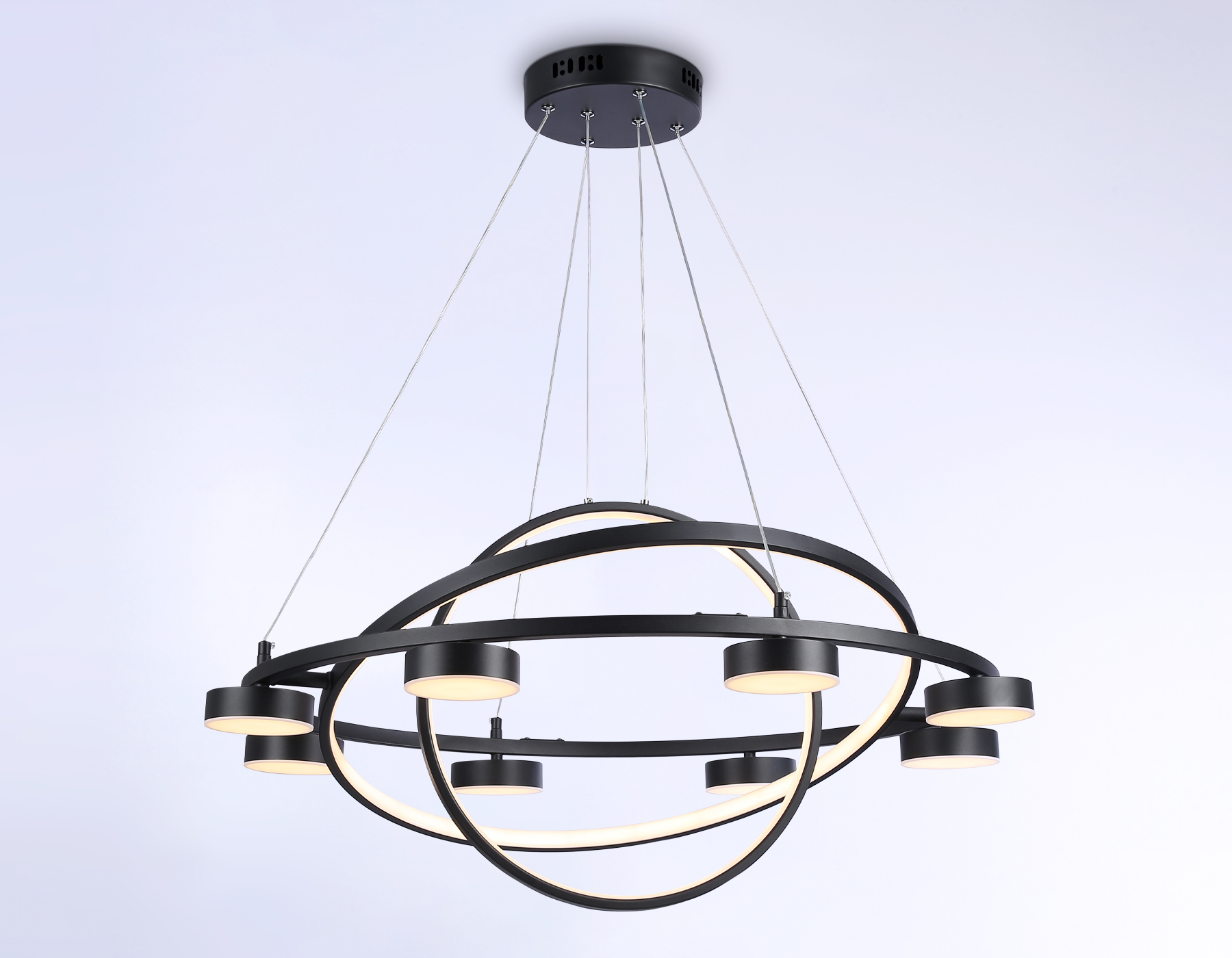 Подвесной светильник Ambrella FL51779/3+8 BK черный 3000K/4200K/6400K 112W D800/580/400*1200 (ПДУ ИК)