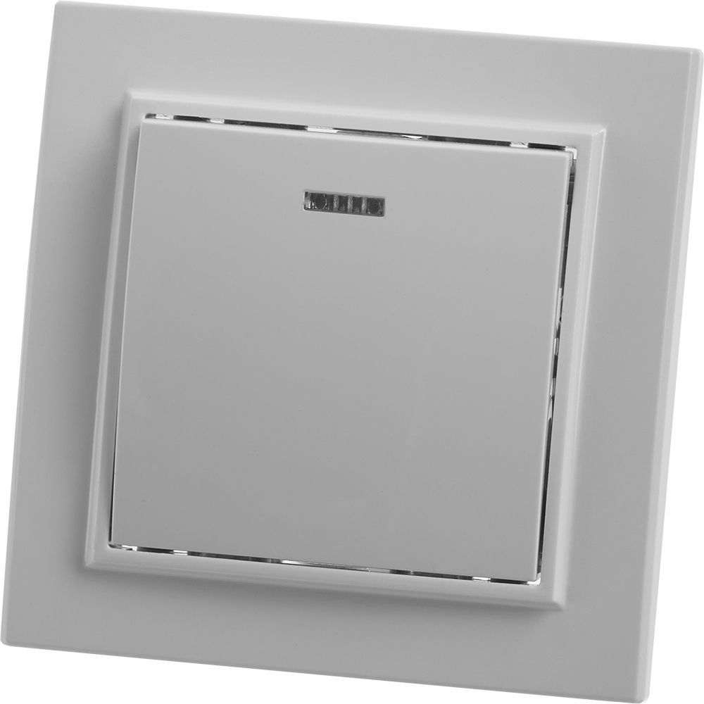 Выключатель 1-клавишный c индикатором PSW10-9001-01 220V, 10А, серия Эрна, белый 39041