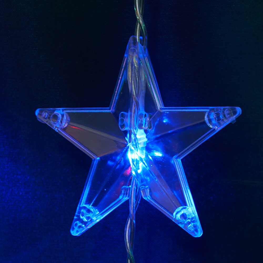 Светодиодная гирлянда Feron CL25 занавес Звездочки  2*1м  + 3м 230V мультиколор, статичная, c питанием от сети, прозрачный шнур Светодиодная гирлянда Feron CL25 занавес Звездочки  2*1м  + 3м 230V мультиколор, статичная, c питанием от сети, прозрачный шнур