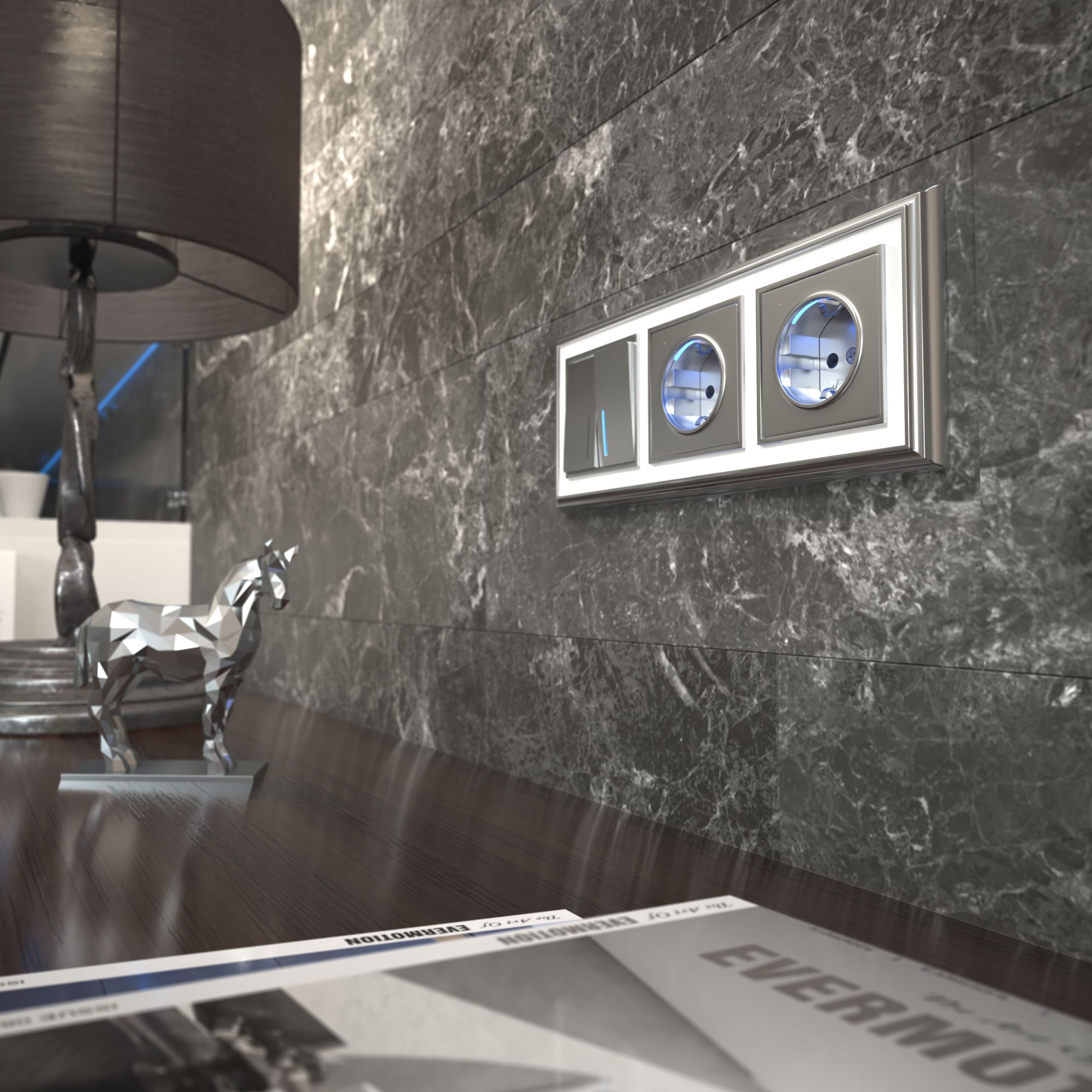 Розетка с подсветкой Werkel (серебряный) W1171406