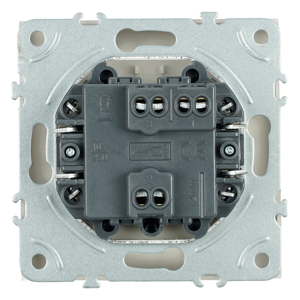 Переключатель 1-клавишный (механизм), STEKKER, 250В, 10A, серия Эмили, RSW10-5105-08, кашемир, soft touch