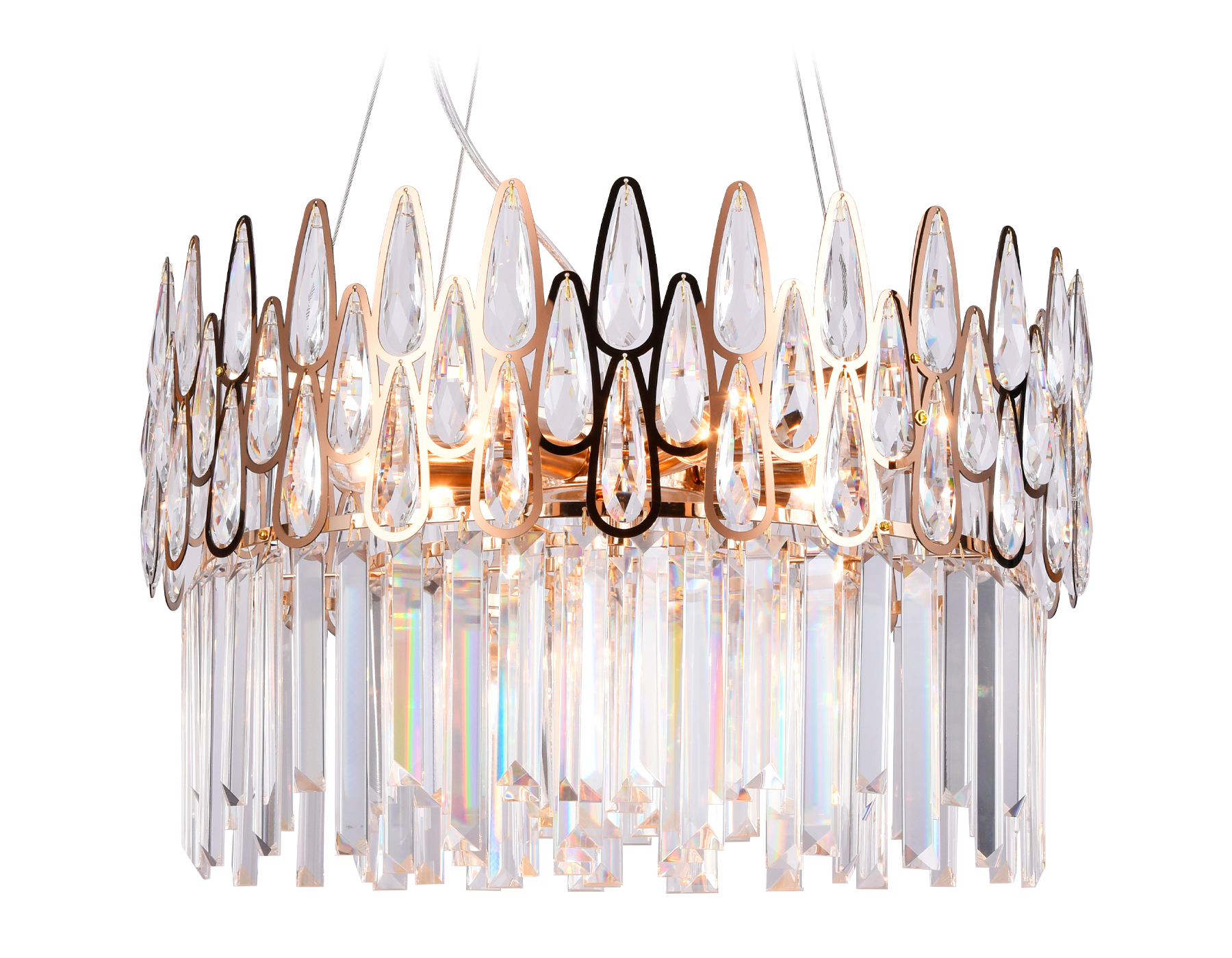 Подвесная хрустальная люстра Ambrella TR5263/8 GD/CL золото/прозрачный E14/8 max 40W D500*700