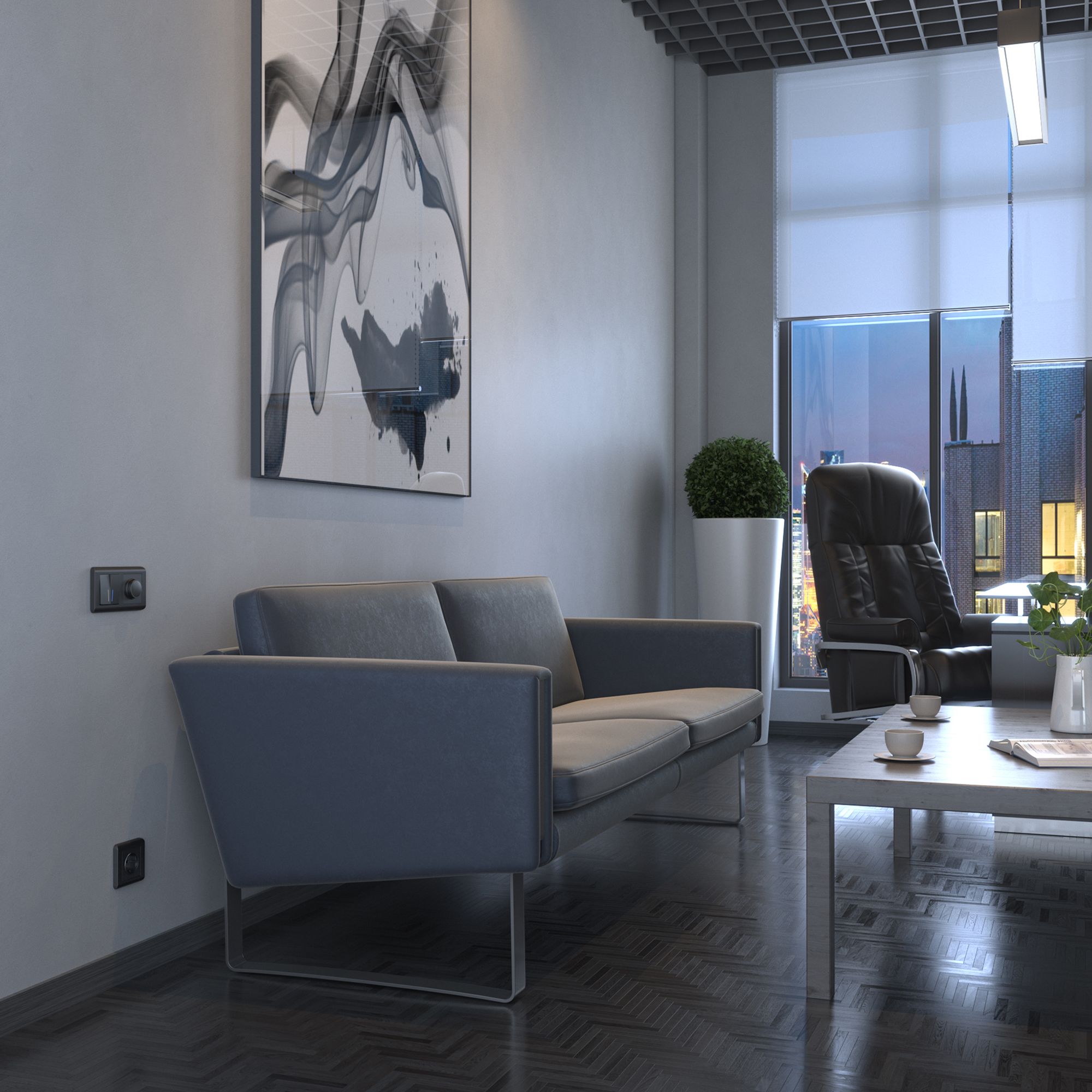 Розетка с заземлением WERKEL (графит рифленый) WL04-SKG-01-IP20 / W1171004 / a046602