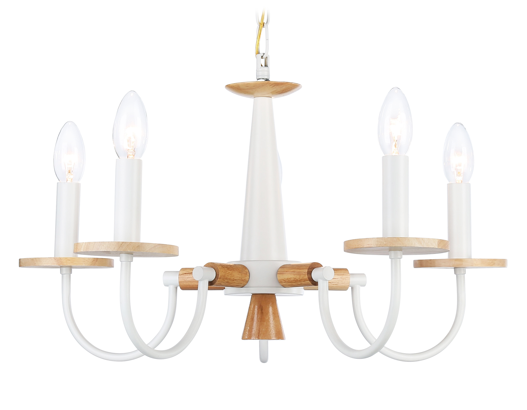 Светильник подвесной Ambrella TR9592/5 WH/LW белый/светлое дерево E14/5 max 40W D555*660