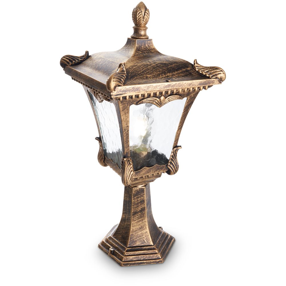 Светильник садово-парковый Feron 2003M четырехгранный на постамент 100W E27 230V, черное золото