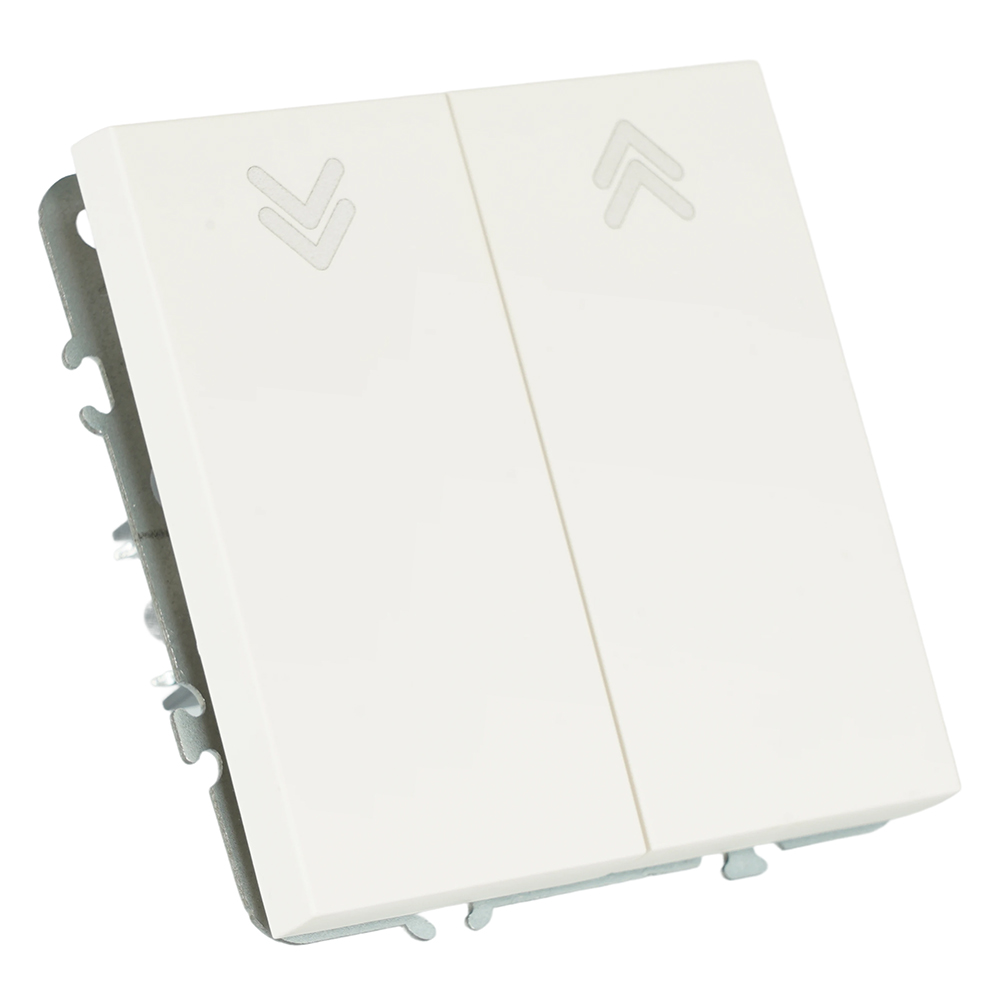 Выключатель 2-клавишный самовозвратный (механизм), STEKKER. 250В, 10А, серия Эмили, RSW10-5113-01, белый фарфор, soft touch