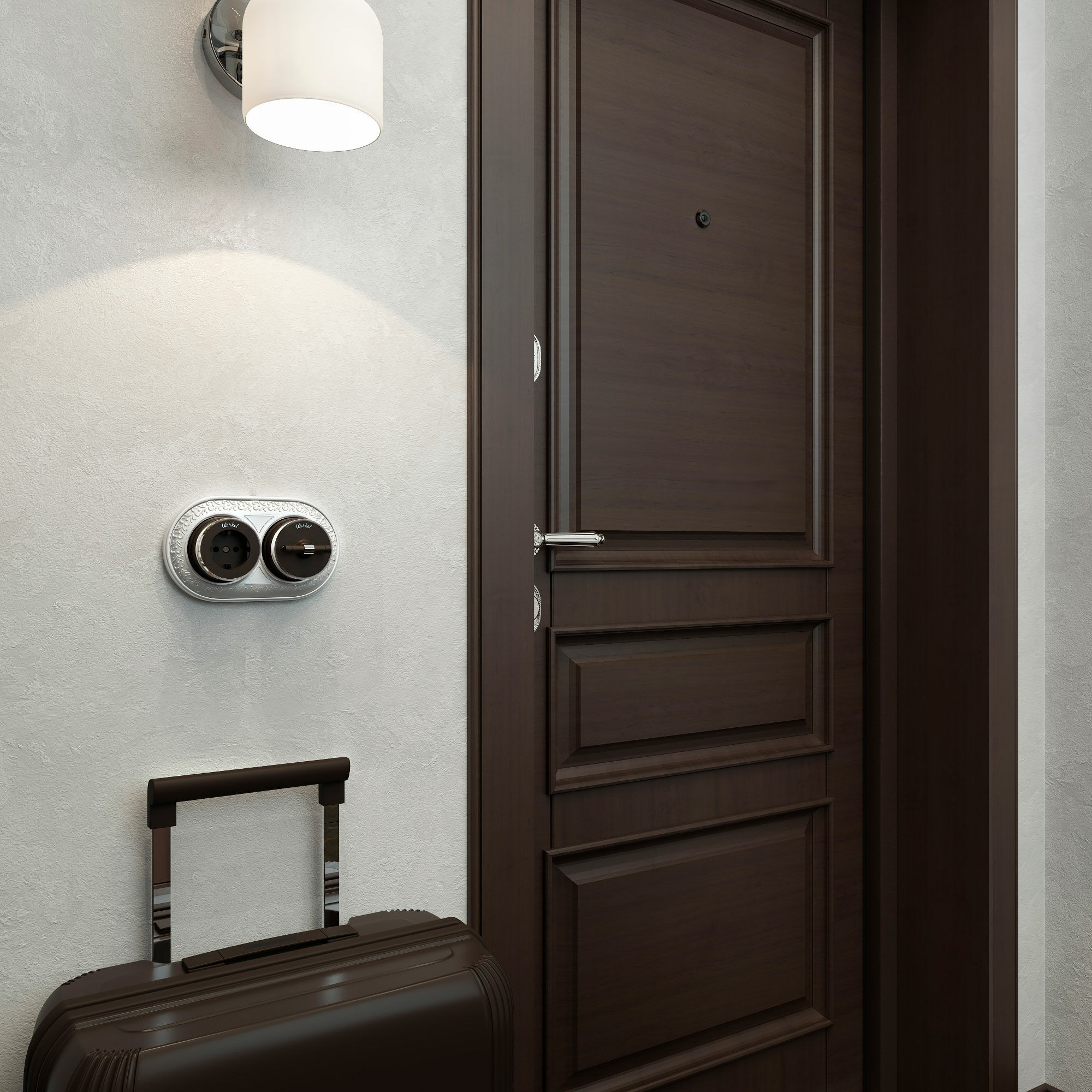 Розетка с заземлением Vintage Werkel (мокко матовый/хром) W5871052