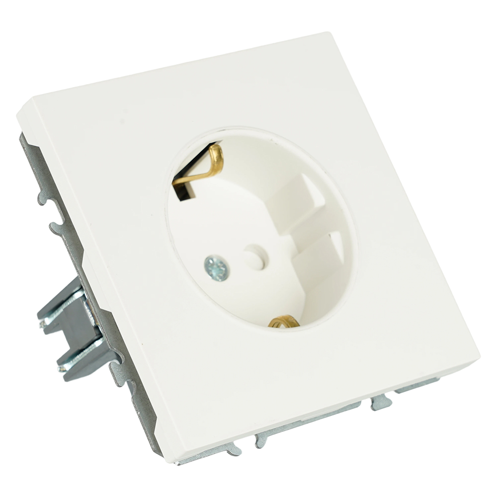 Розетка 1-местная с з/ш, с/з (механизм), СЗК, STEKKER, 250В, 16А, серия Эмили, RST16-5110-01ZK, белый фарфор, soft touch