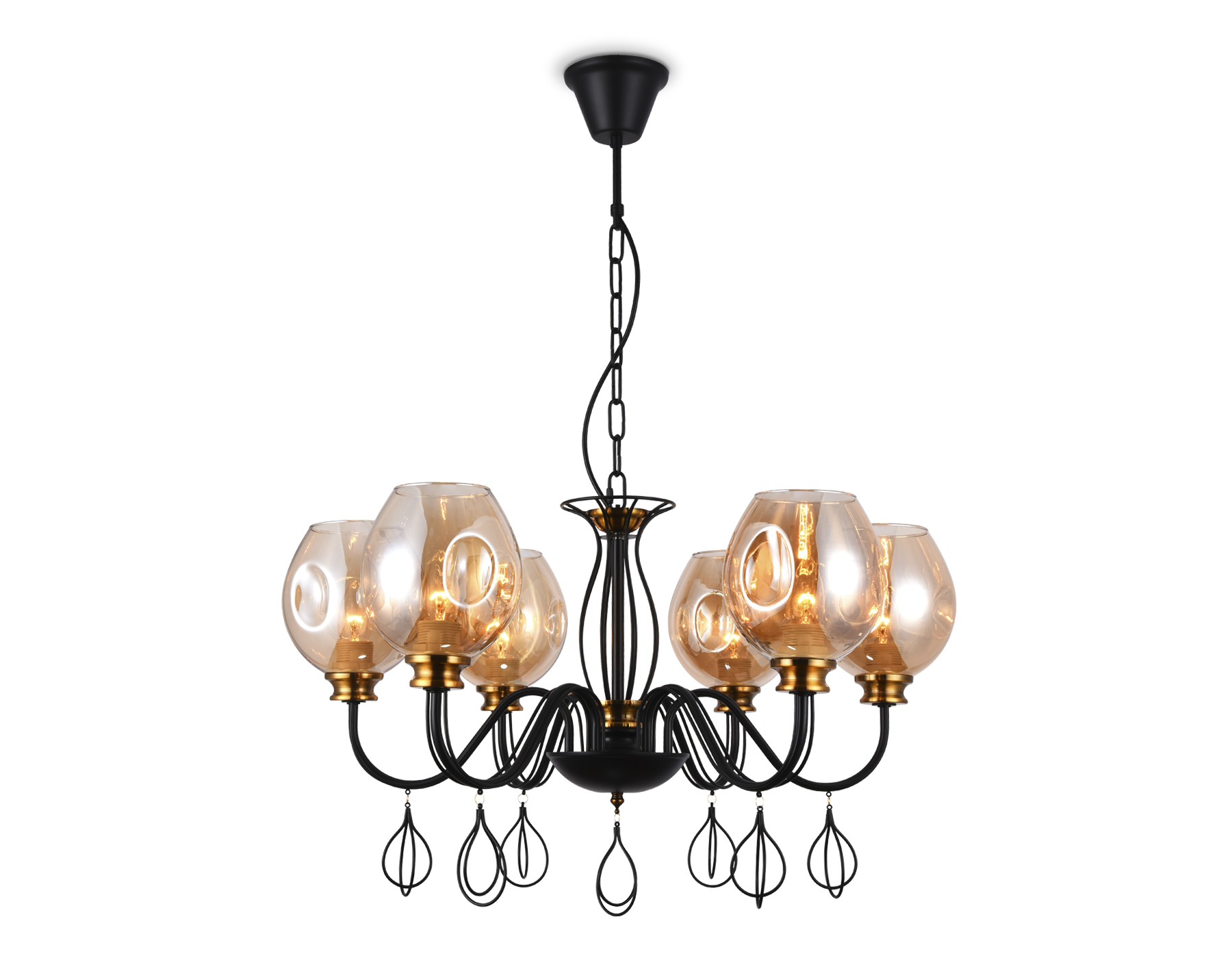 Подвесная люстра Ambrella TR9055 черынй/янтарь E27 max 40W D700*850