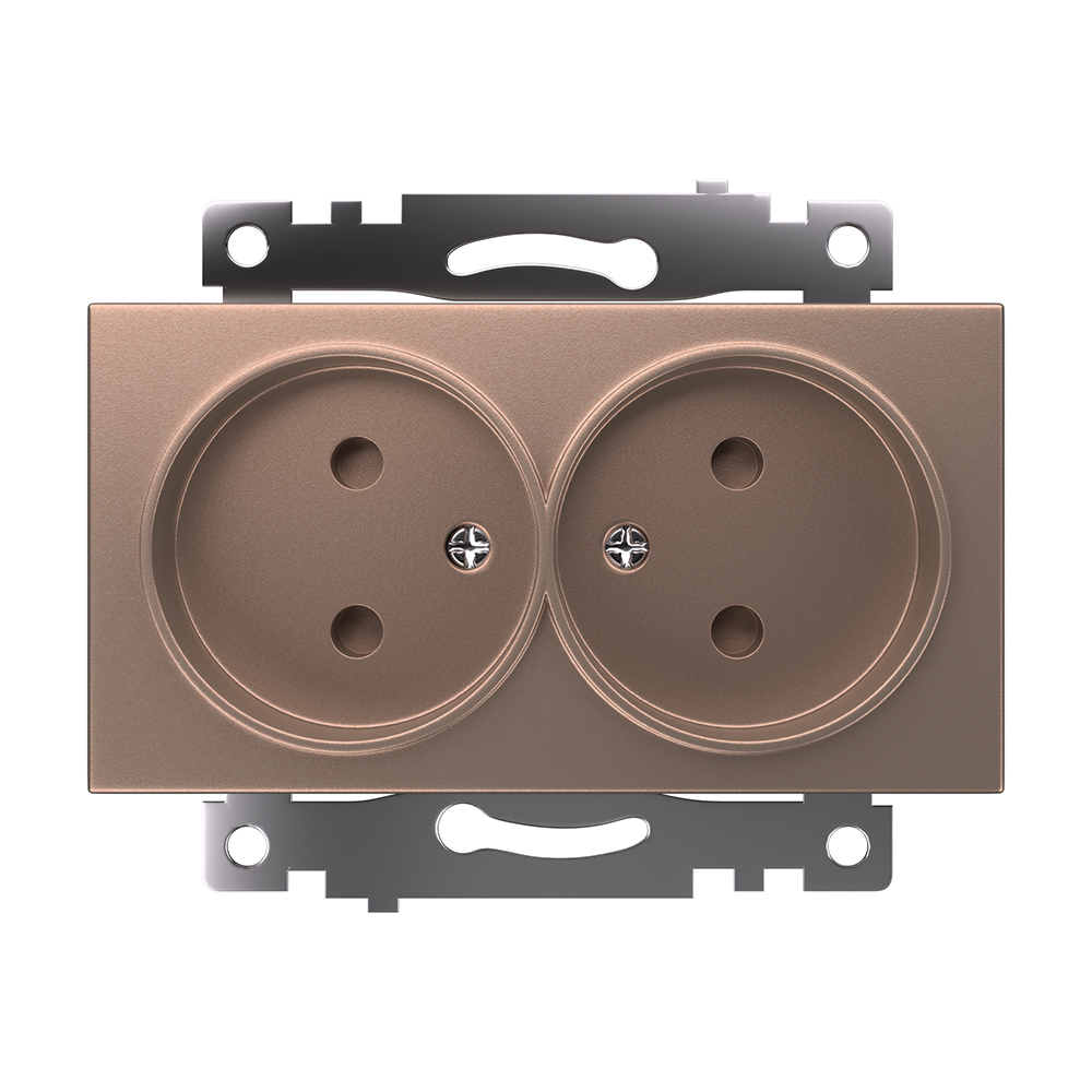 Розетка 2-местная б/з (механизм), STEKKER GLS10-7113-02, 250В, 10А с защитной шторкой, серия Катрин, шампань