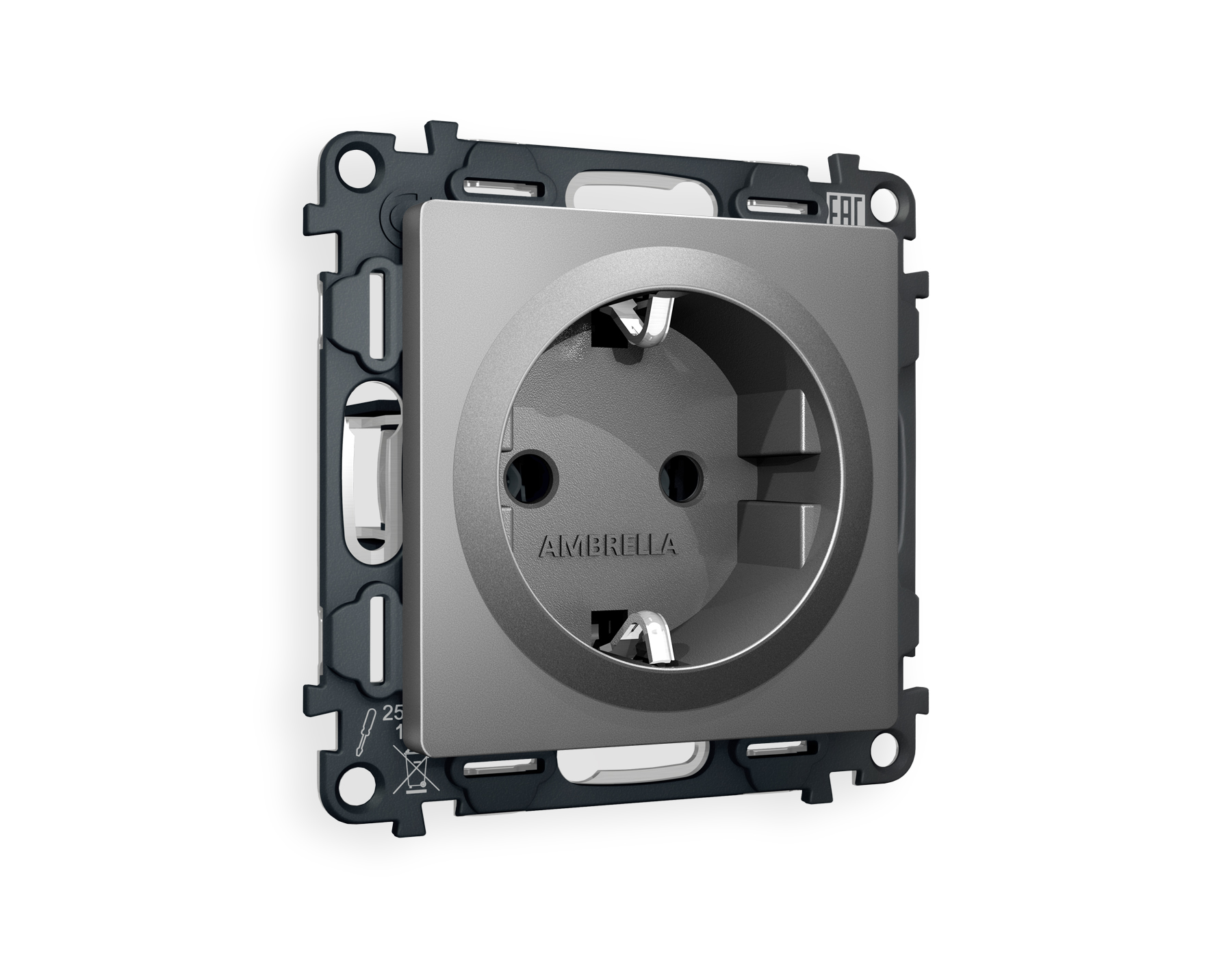 MA656010 Комплект механизма электрической розетки ALFA Антрацит серый с/з на винтовых зажимах QUANT (AP6560, VM141)