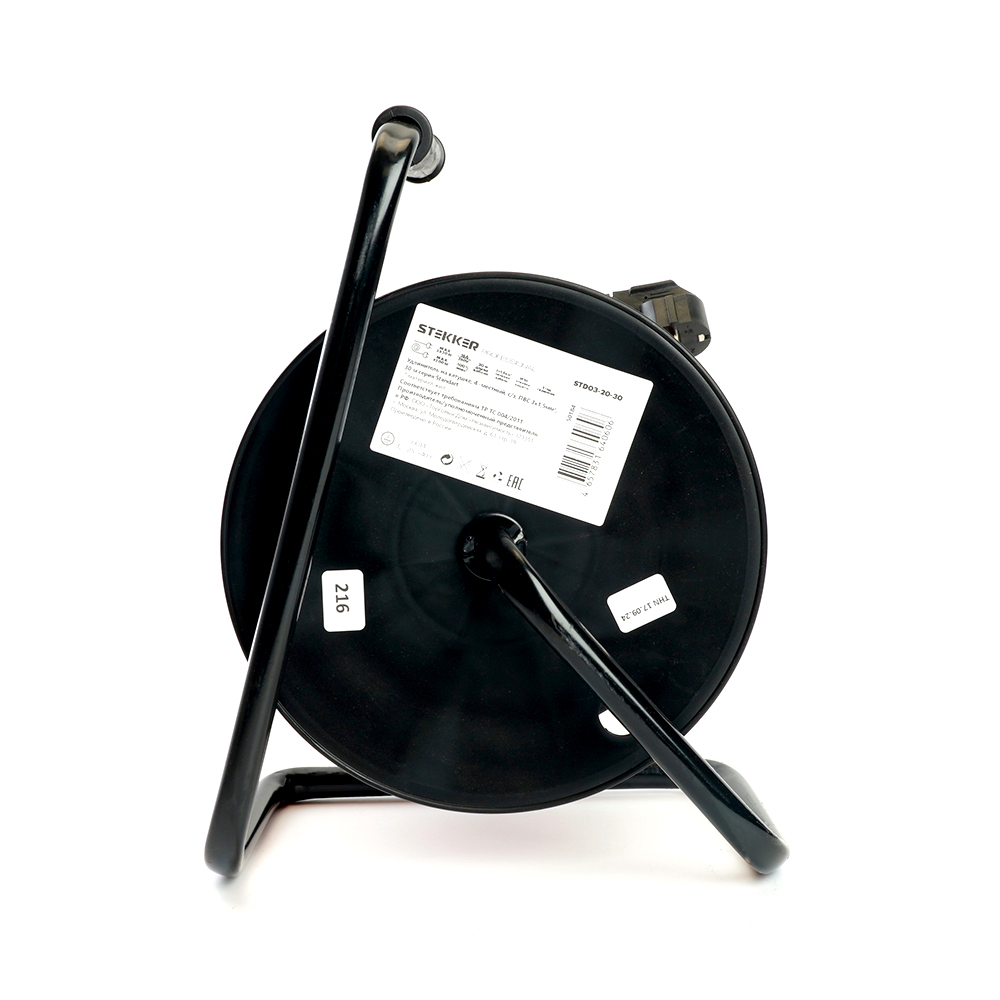 Удлинитель на катушке Stekker STD03-20-30 Standart 4-местный с/з ПВС 3*1,5, оранжевый, 16А, IP20,30м (50184)