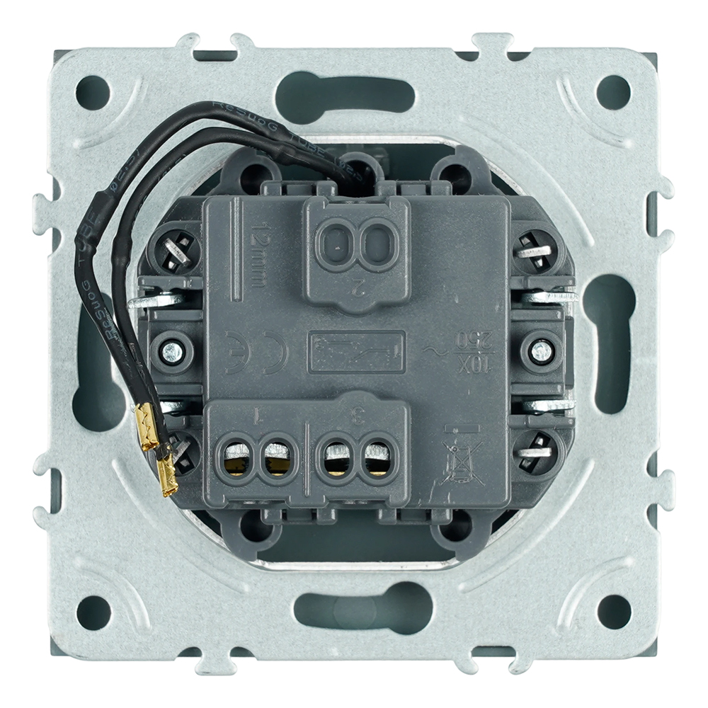 Выключатель 1-клавишный c индикатором (механизм), STEKKER, 250В, 10А, серия Эмили, RSW10-5101-09, антрацит, soft touch