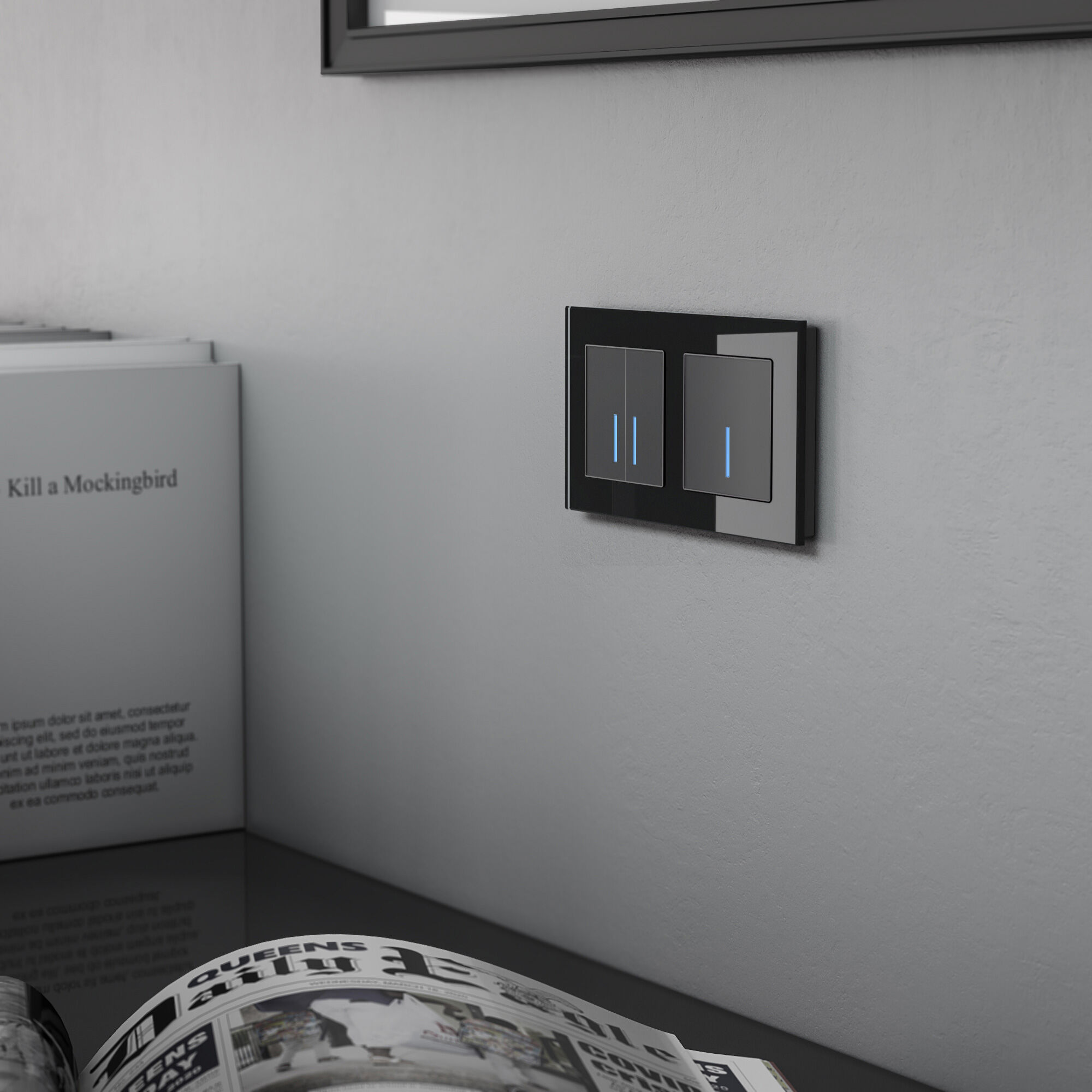 Сенсорный выключатель одноклавишный с подсветкой 1000 Вт Werkel (черный) W4510008