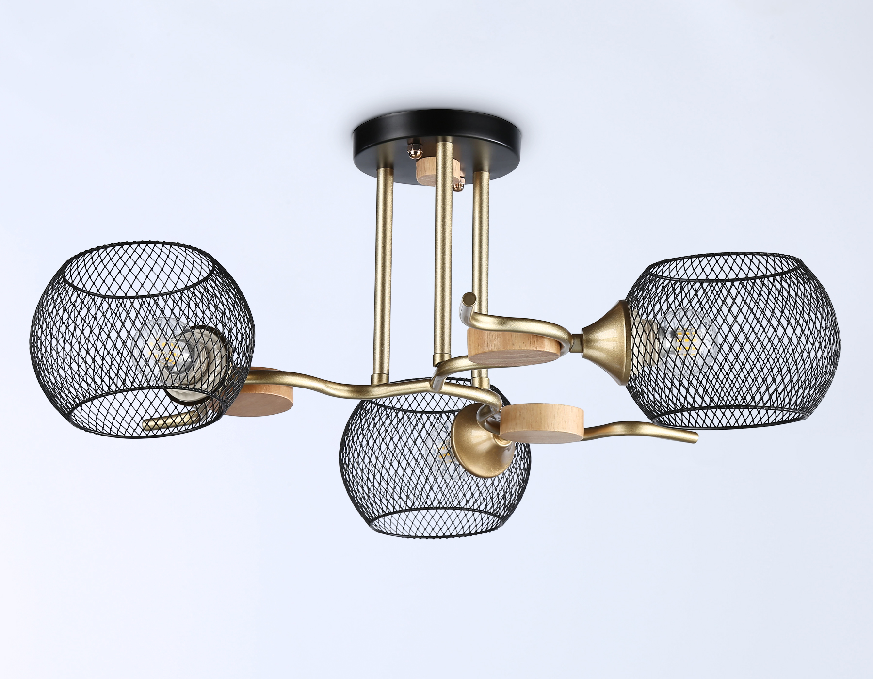 Светильник потолочный Ambrella TR80164/3 BK/GD черный/золото E27/3 max 40W D580*220