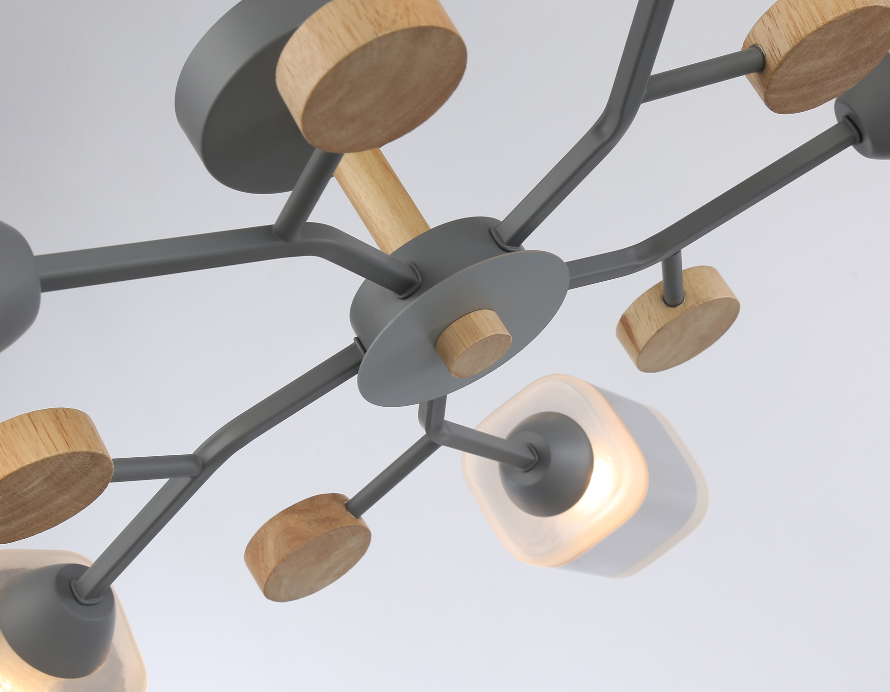 Подвесной светильник TR3033233/5 GR/LW/SM серый/светлое дерево/дымчатый E27*5 max 60W D700*180