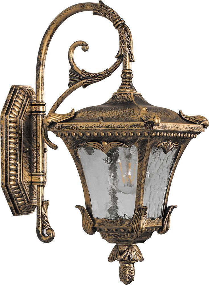 Светильник садово-парковый Feron 9003QS четырехгранный на стену вниз 60W E27 230V, черное золото