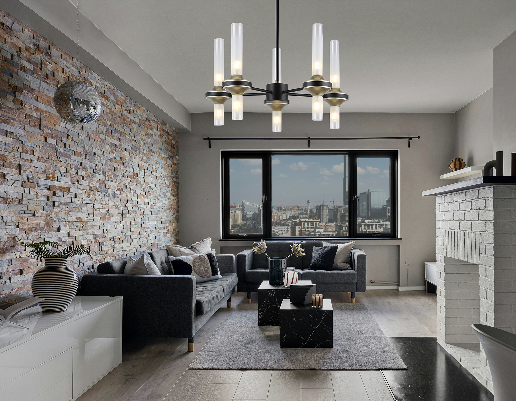 LH55351/10 BK/CGD/CL черный/золото/прозрачный G9/10 max 30W D550*690