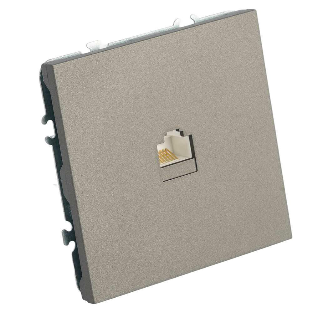 Розетка компьютерная 1-местная RJ-45 (механизм), STEKKER, серия Эмили, RST00-5117-09, антрацит, soft touch