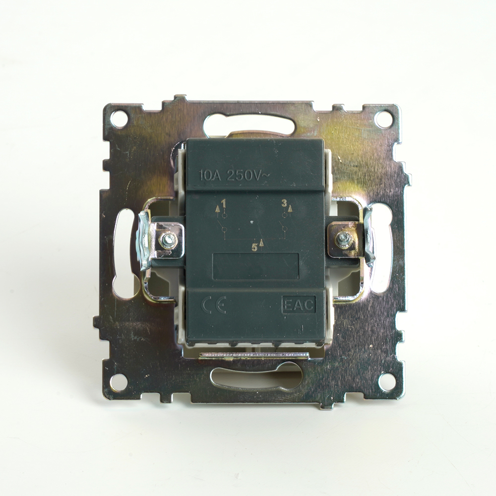 Выключатель 2-клавишный (механизм) STEKKER, GLS10-7104-08, 250В,10А, серия Катрин, золото