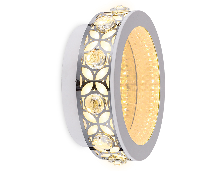 Настенно-потолочный светодиодный светильник  Ambrella с хрусталем FA9420 WH/CH белый/хром 3000K 16W