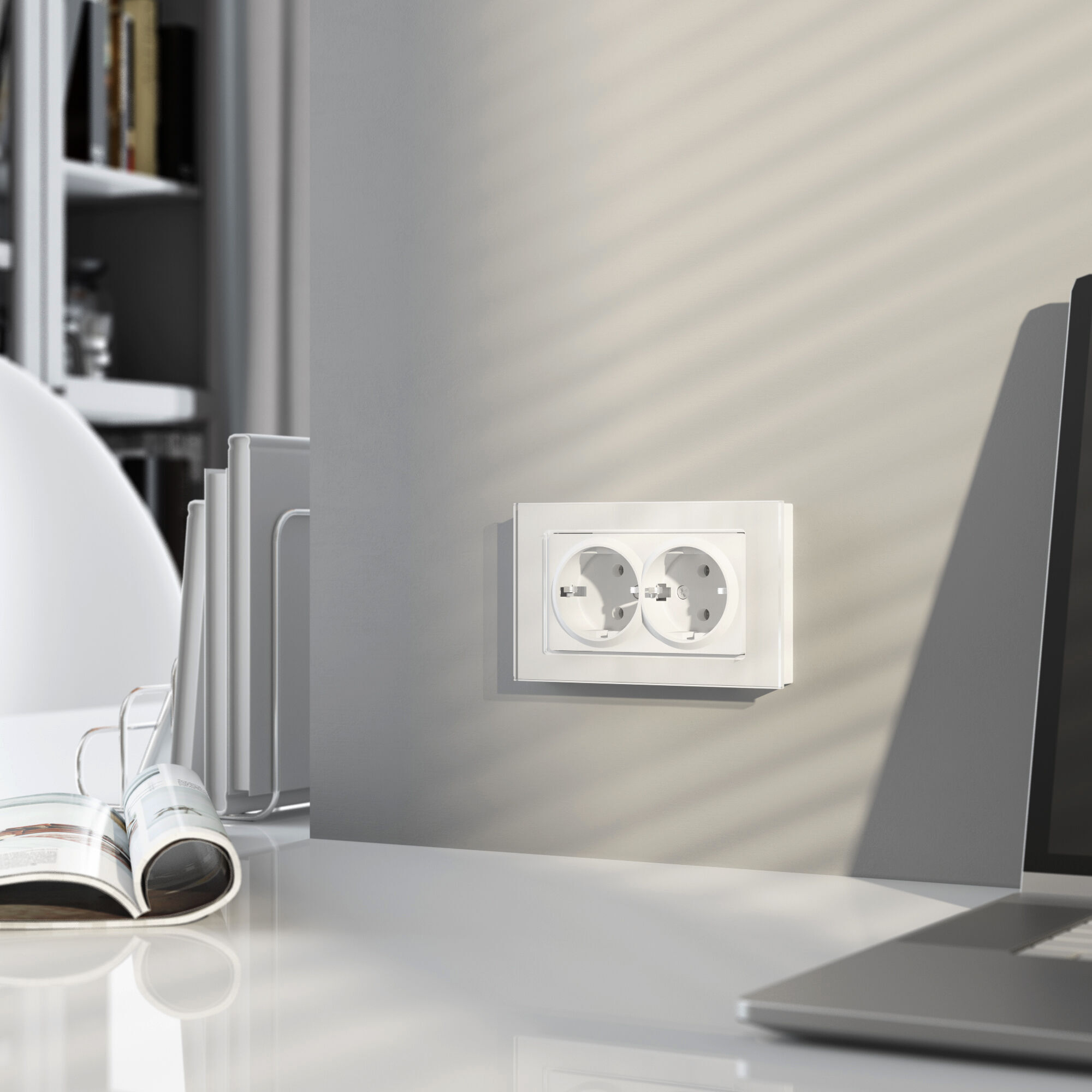 Розетка двойная с заземлением Werkel (белый матовый) W1172061