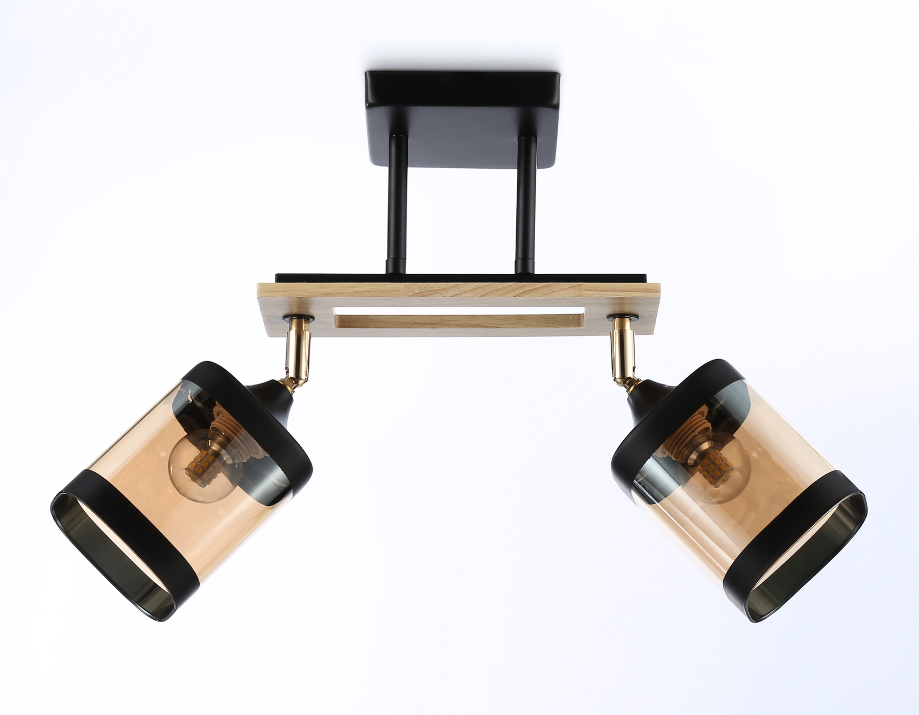 Светильник подвесной Ambrella TR9525/2 BK/FGD/TI черный/золото/янтарь E27/2 max 40W 510*100*270