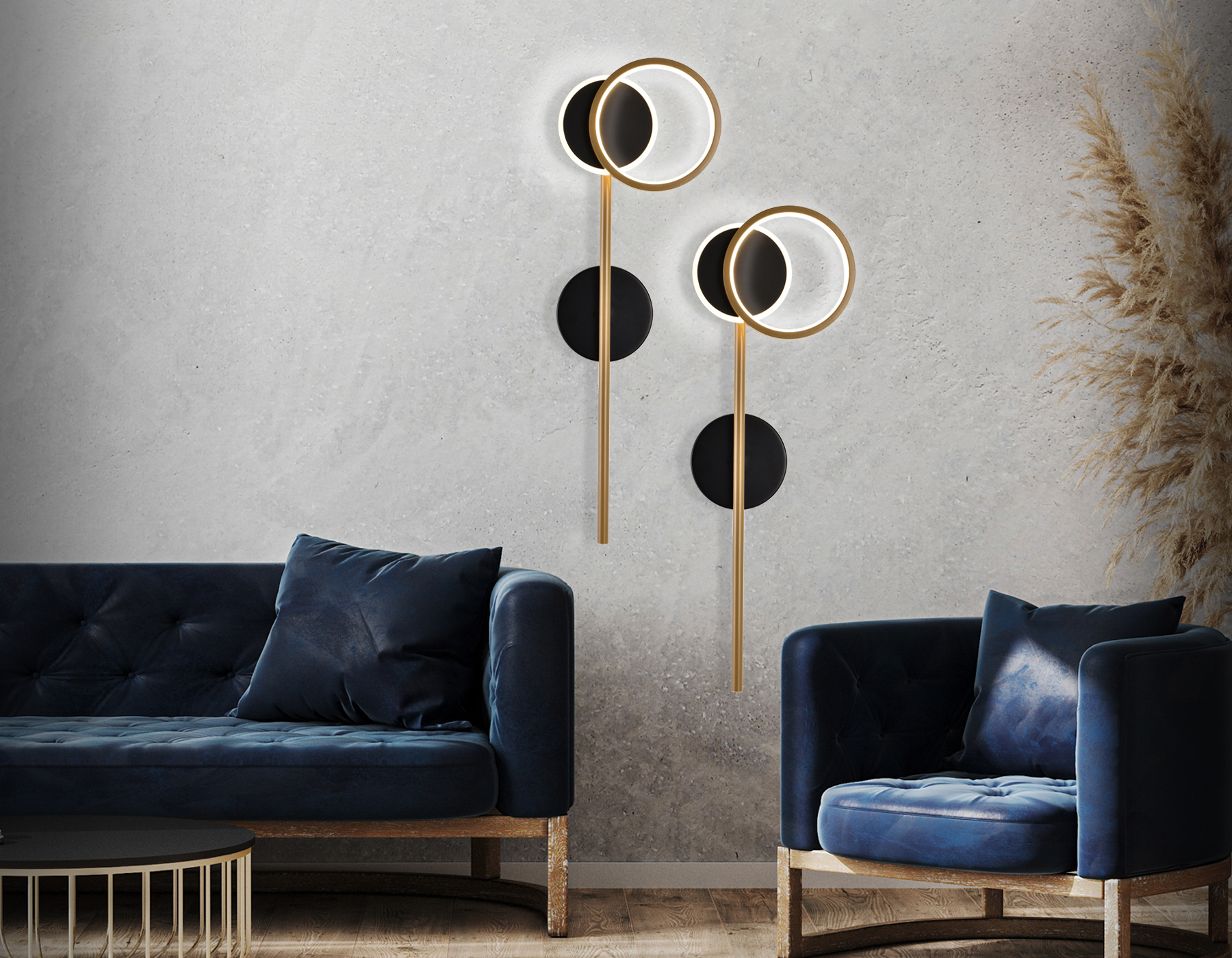 Настенный LED светильник FL5192 SBK/GD черный песок/золото LED 3000K 9W 600*221*30