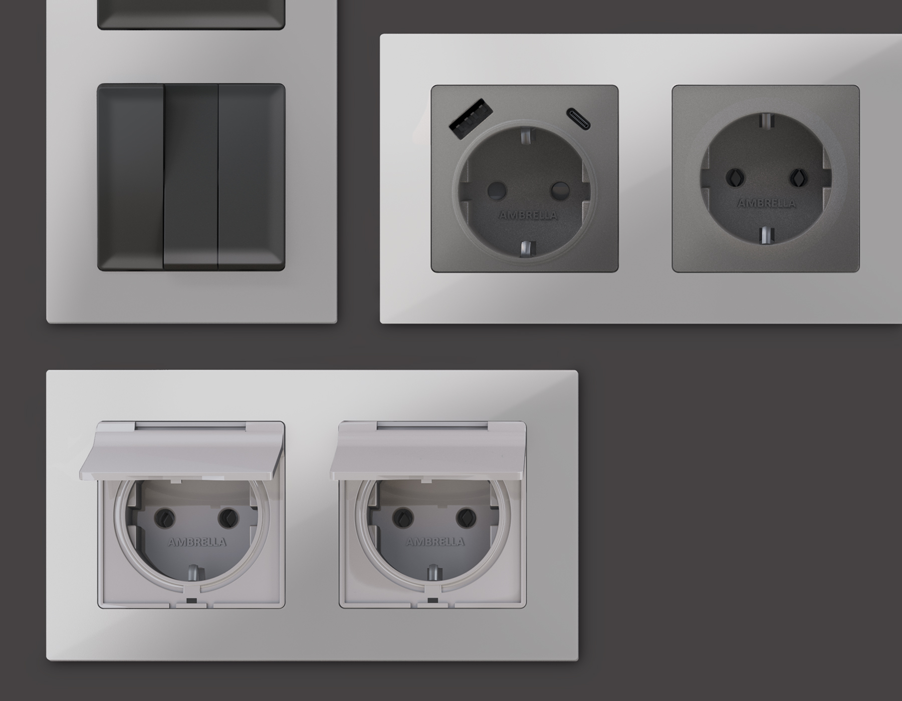 AF220402 Рамка ALFA Techno (Серебро глянец) 2-ая