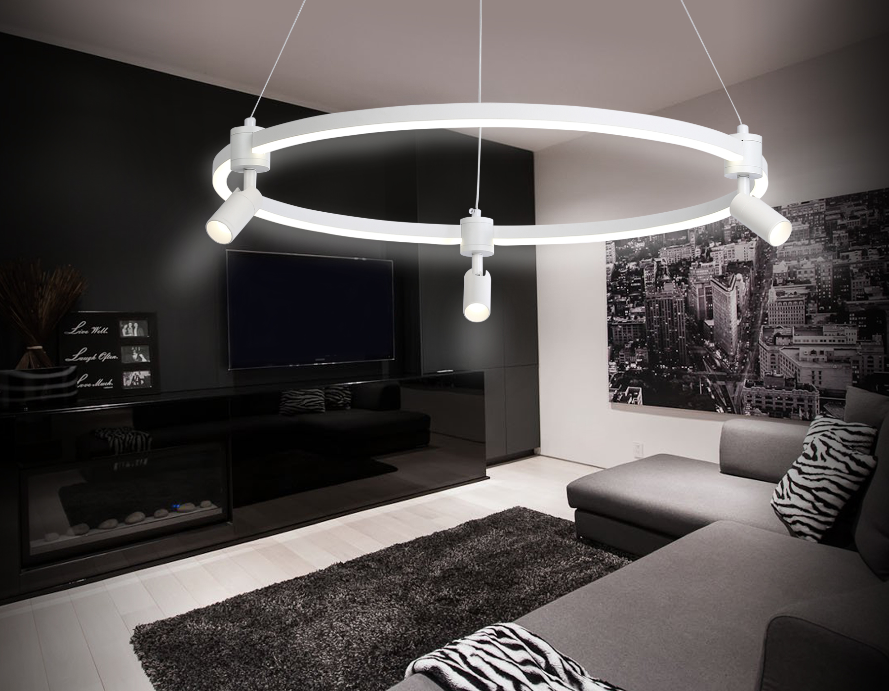 Подвесной LED светильник FL5292/1+3 WH белый 54W 3000K/4200K/6400K+4200K D600*1200 (ПДУ ИК)