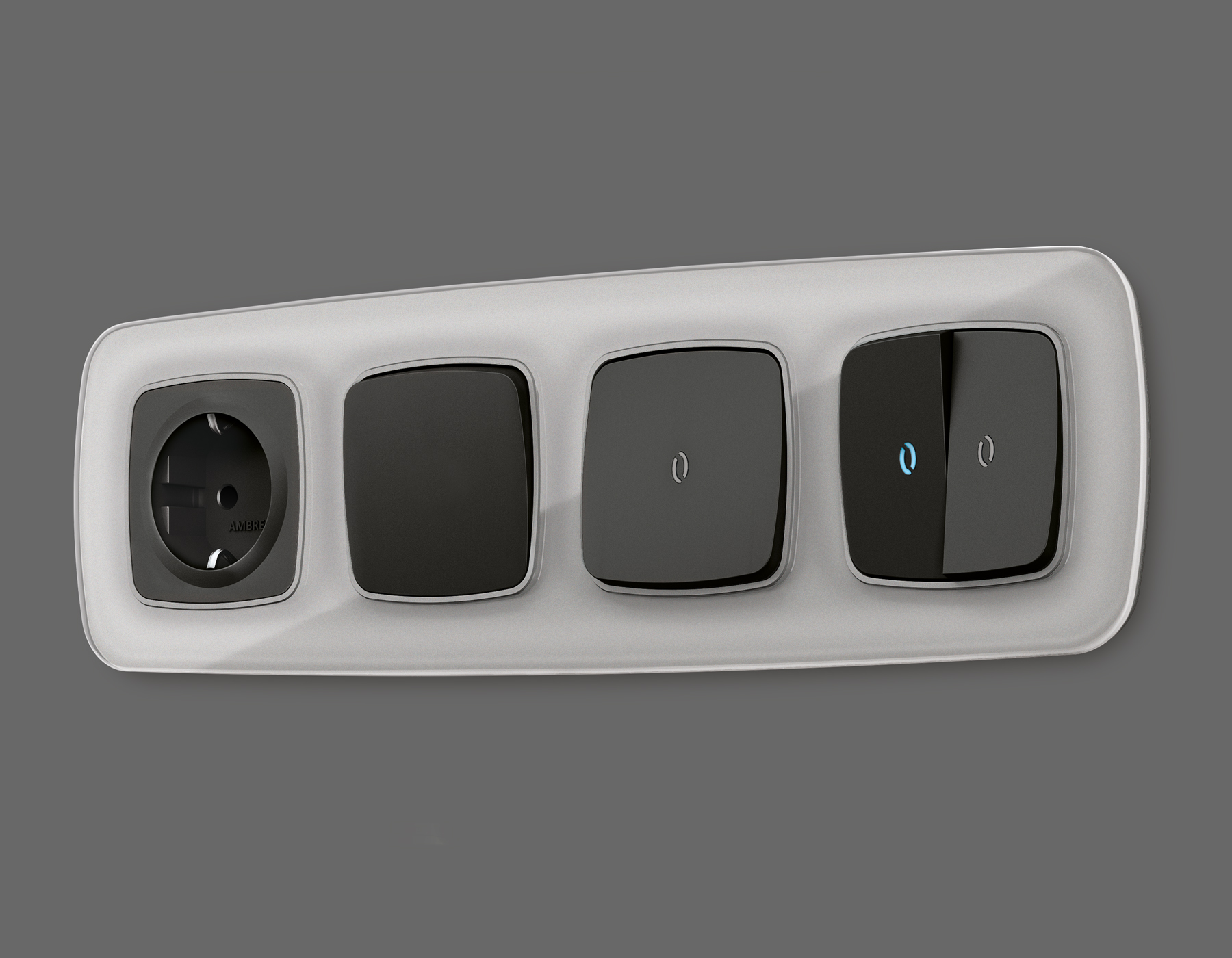 OP8020 Лицевая панель OMEGA (Черный матовый) для 1-кл выключателей с подсветкой QUANT