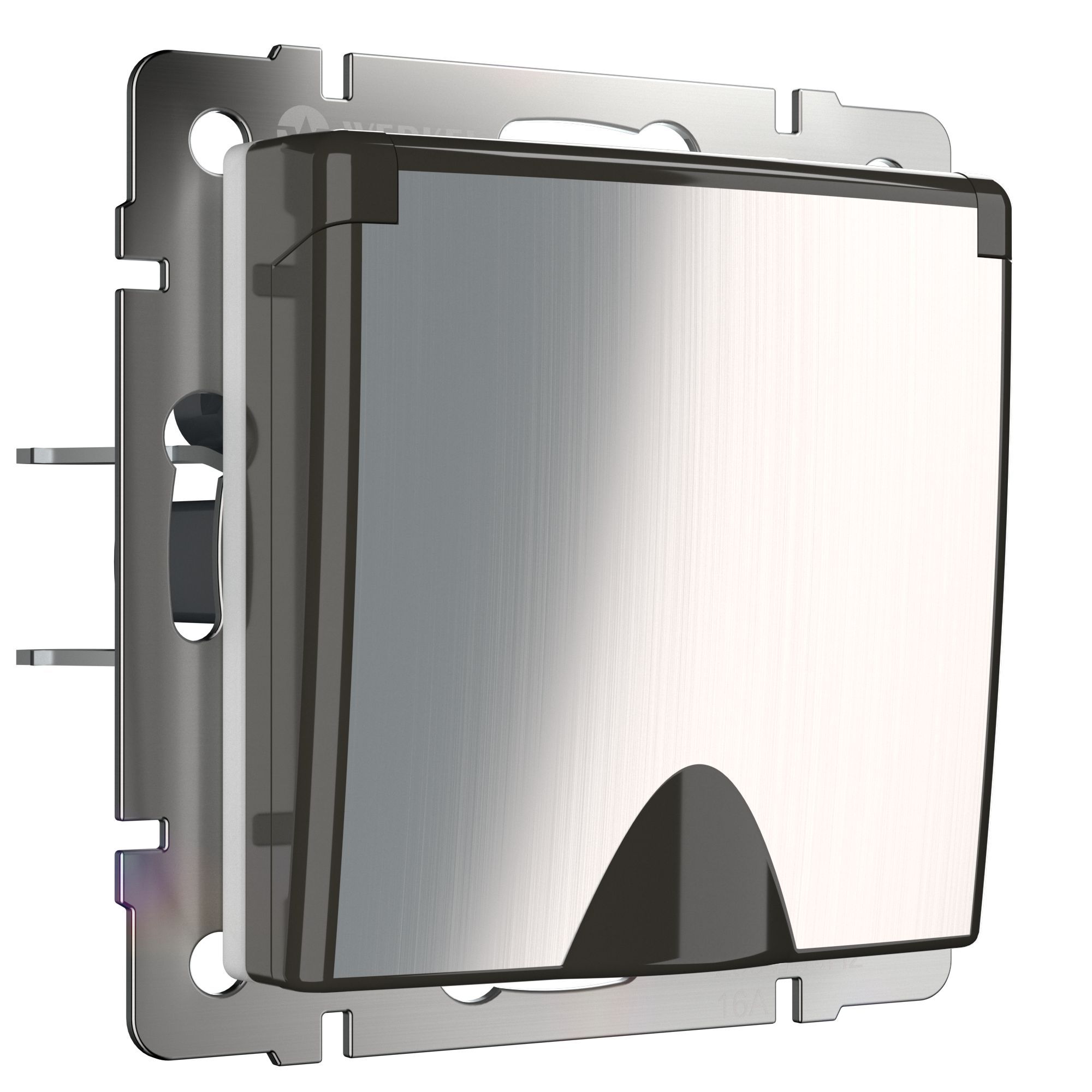 Розетка влагозащ. с зазем. с защит. крышкой и шторками WERKEL (глянцевый никель) WL02-SKGSC-01-IP44 / W1171202 / a040410