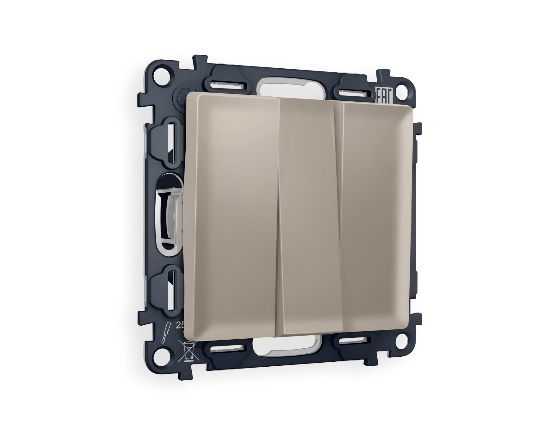 MA365010 Комплект механизма 3-кл выключателя ALFA Серо-бежевый матовый QUANT (AP3650, VM133)