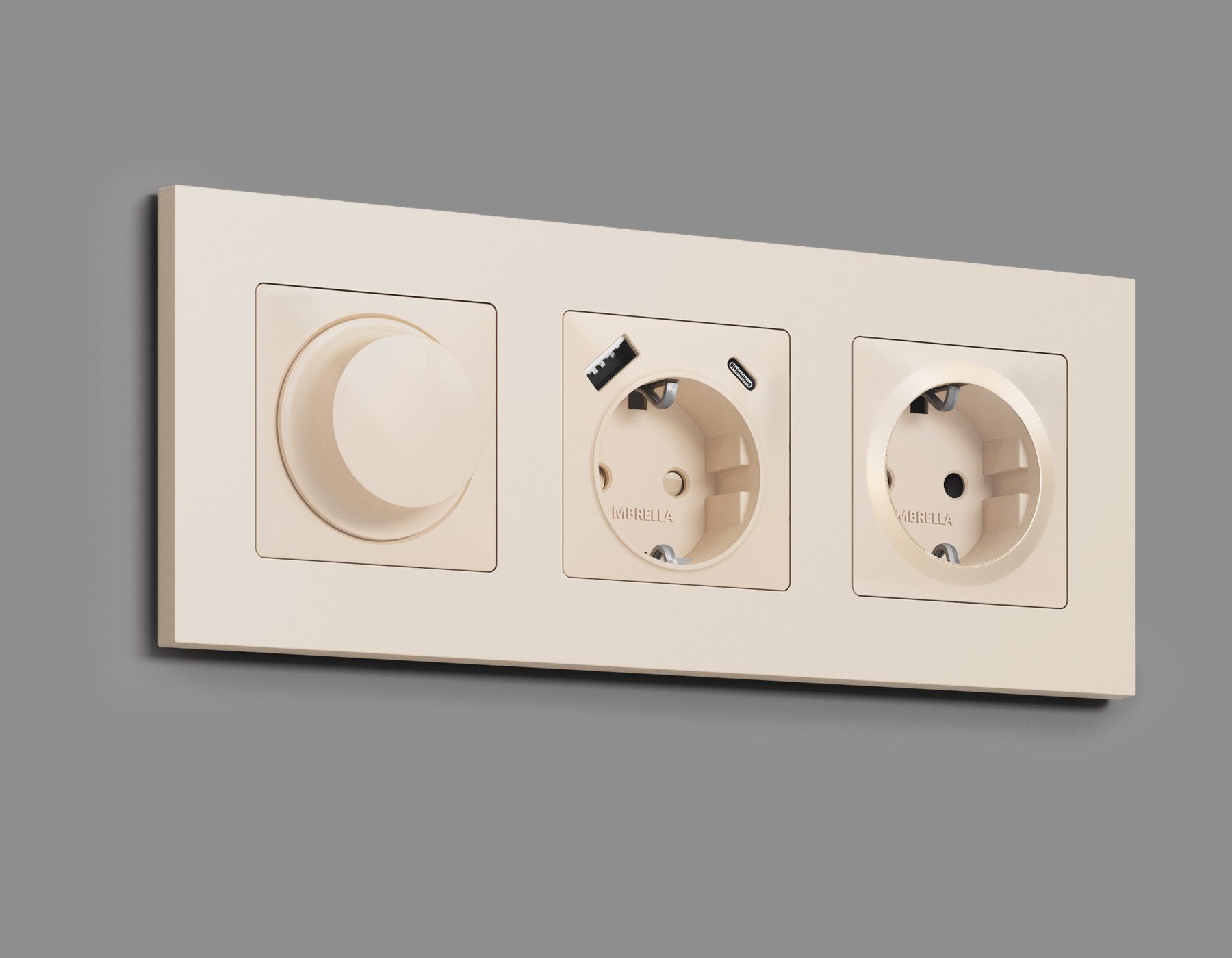 AP3270 Лицевая панель ALFA (Бежевый матовый) для электрической розетки с/з со шторками QUANT