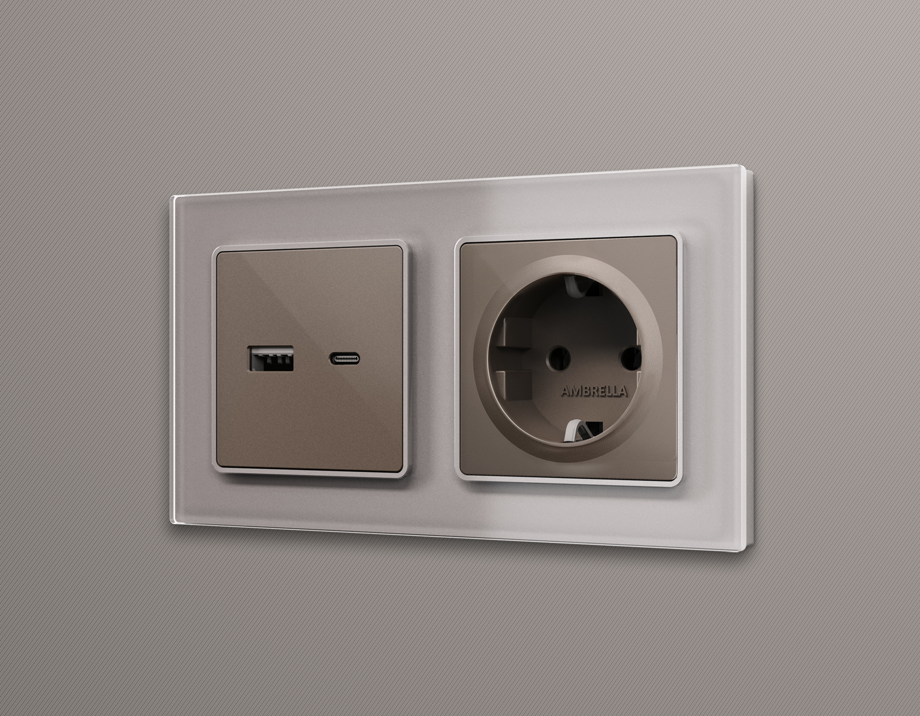 AP6370 Лицевая панель ALFA (Темная бронза матовый) для электрической розетки с/з со шторками QUANT