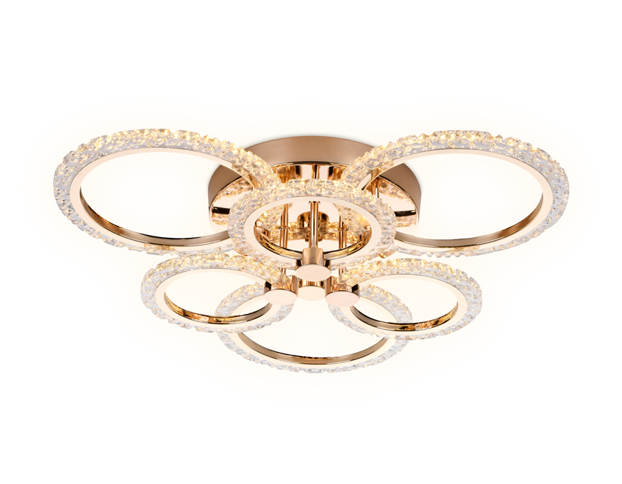 Потолочный светодиодный светильник с пультом Ambrella FA418/3+3 GD золото 90W 580*540*120 (ПДУ РАДИО 2.4G)