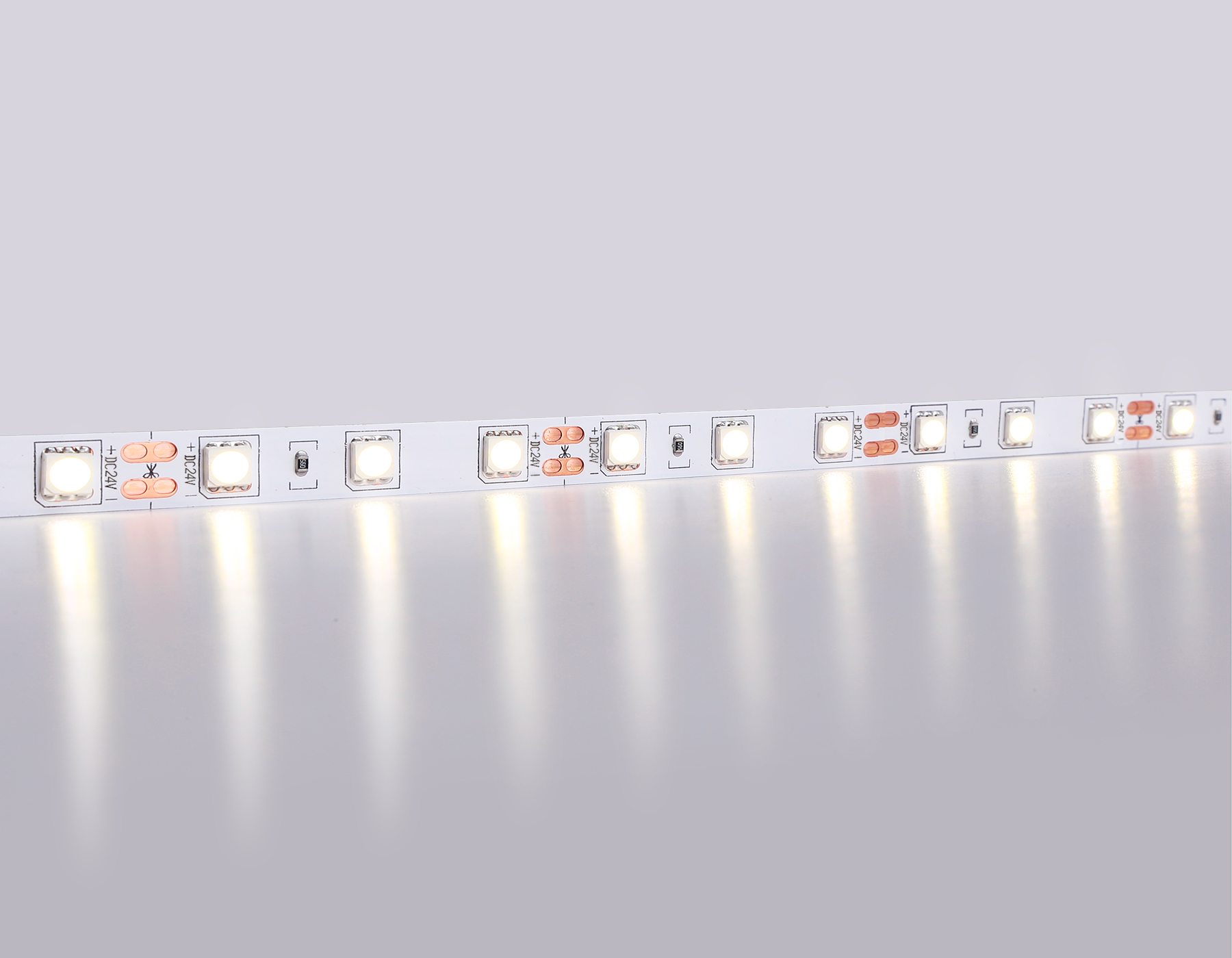 GS4002 5050 60Led/ 14.4W m/ 24V IP20 4500K/ 5000*10*1.87mm (2 конт.)