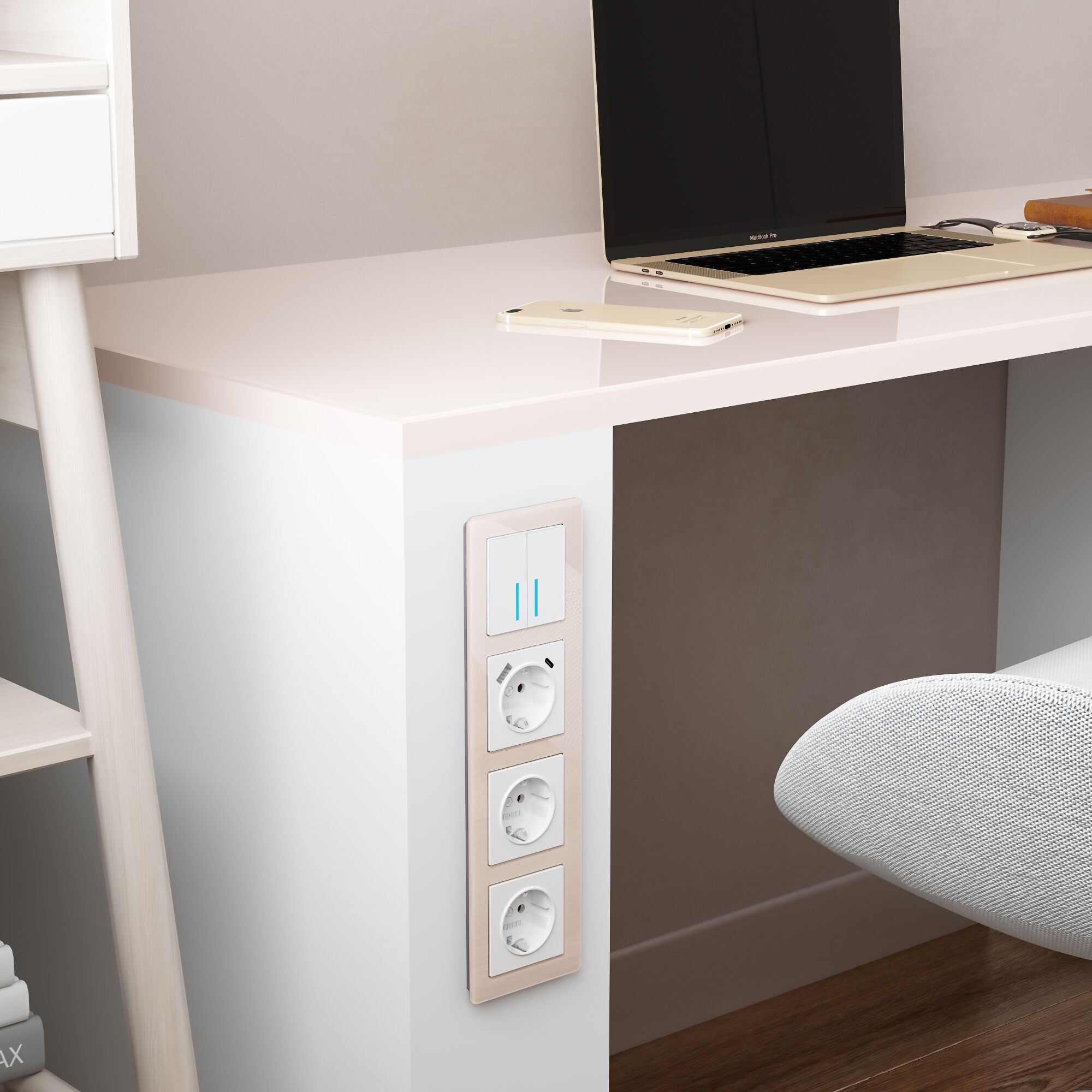 Рамка на 4 поста Werkel Acrylic  (айвори) W0042743