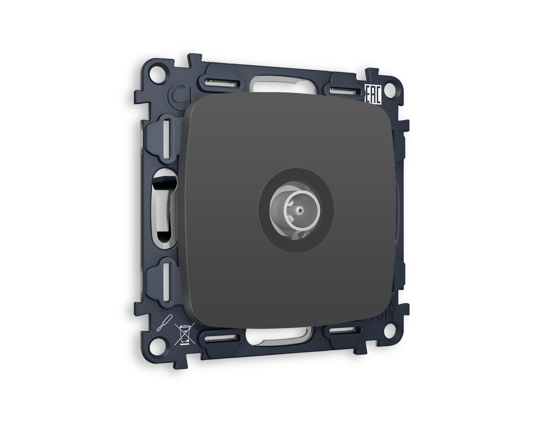 MO913010 Комплект механизма TV розетки оконечной OMEGA Графит мягкое касание 50-870 MHz 1dB QUANT (OP9130, VM202)